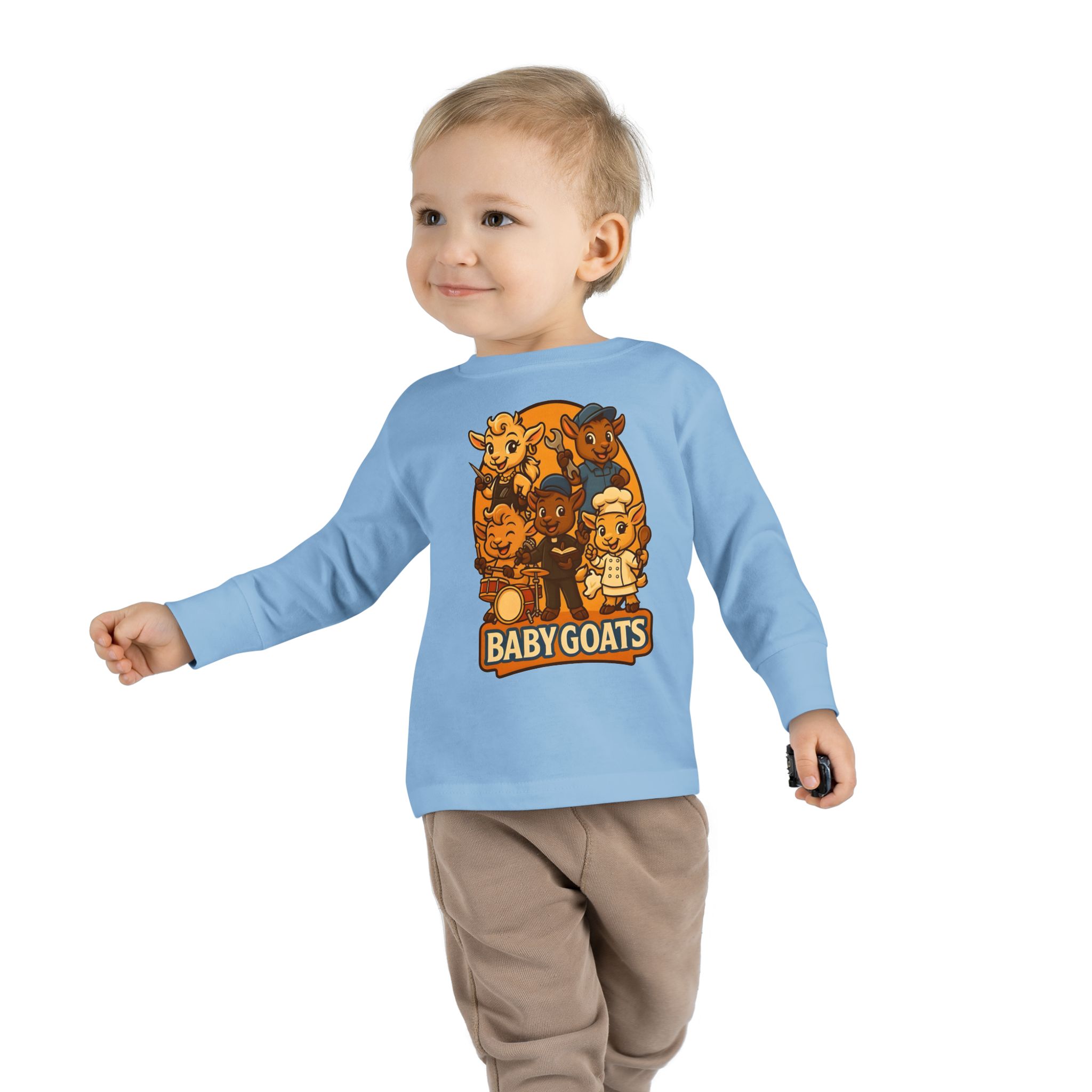 Toddler Tee — 'Baby Goats' Cute Cartoon Goat Kids Long Sleeve Shirt - Image 7