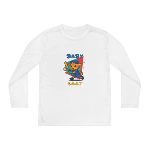 Barry the Slugger Youth Long Sleeve Tee — 'Baby G.O.A.T.' Cute Cartoon Baseball Cat Shirt