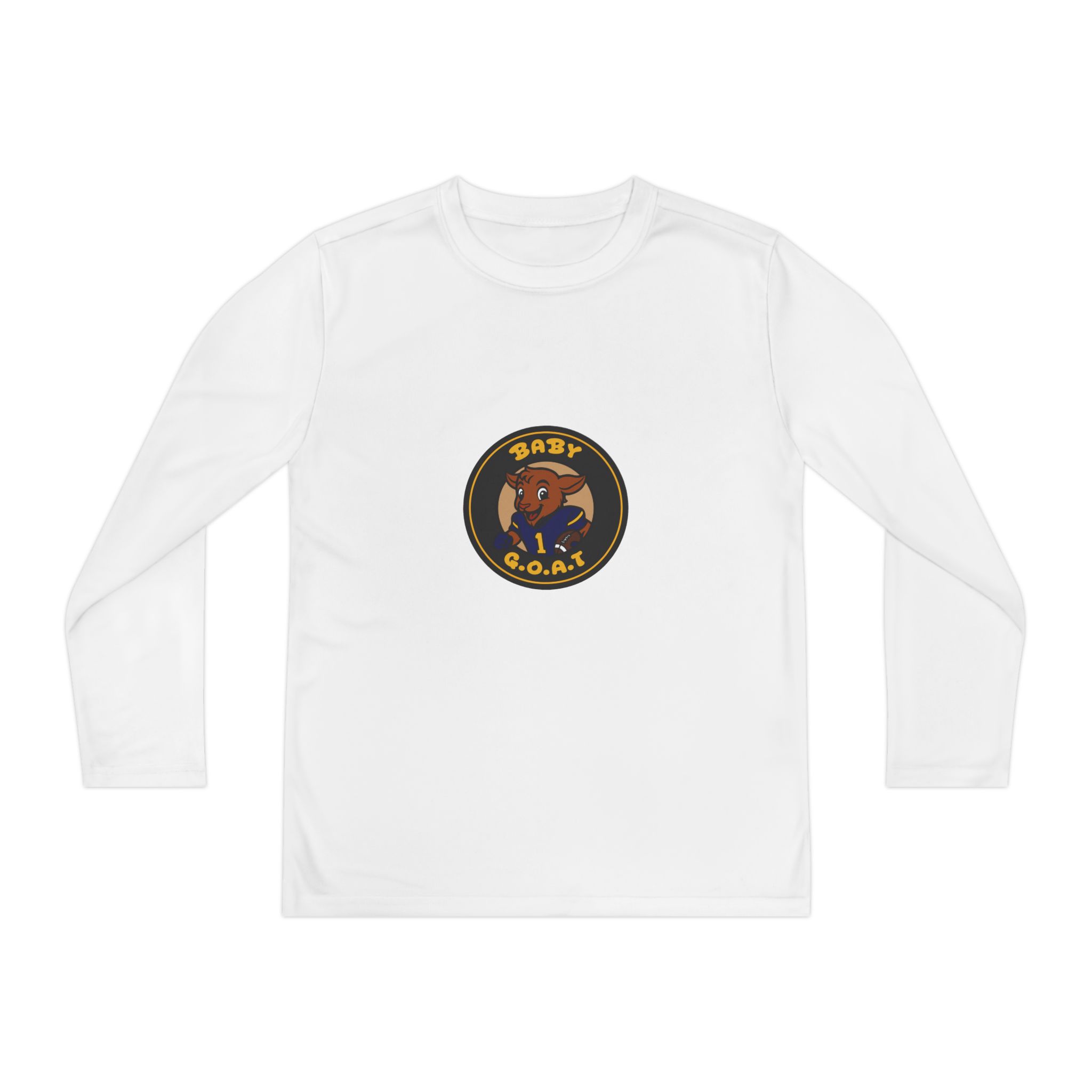Davon The Touchdown Star Yello Background Youth Long Sleeve Tee — 'Baby G.O.A.T.' Goat Logo Athletic Shirt