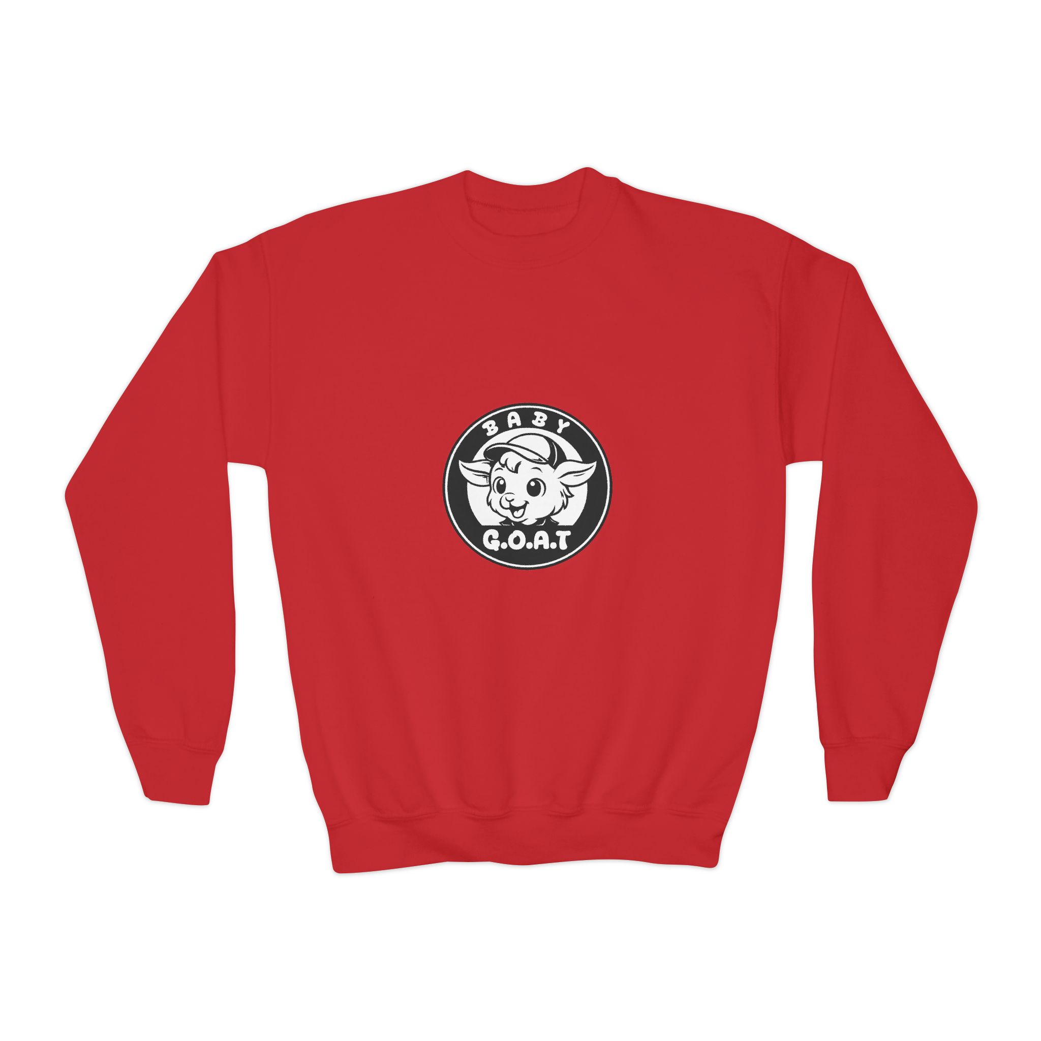 Baby G.O.A.T – Classic Edition Youth Crewneck Sweatshirt — "Baby G.O.A.T." Cute Goat Logo Kids Pullover - Image 13