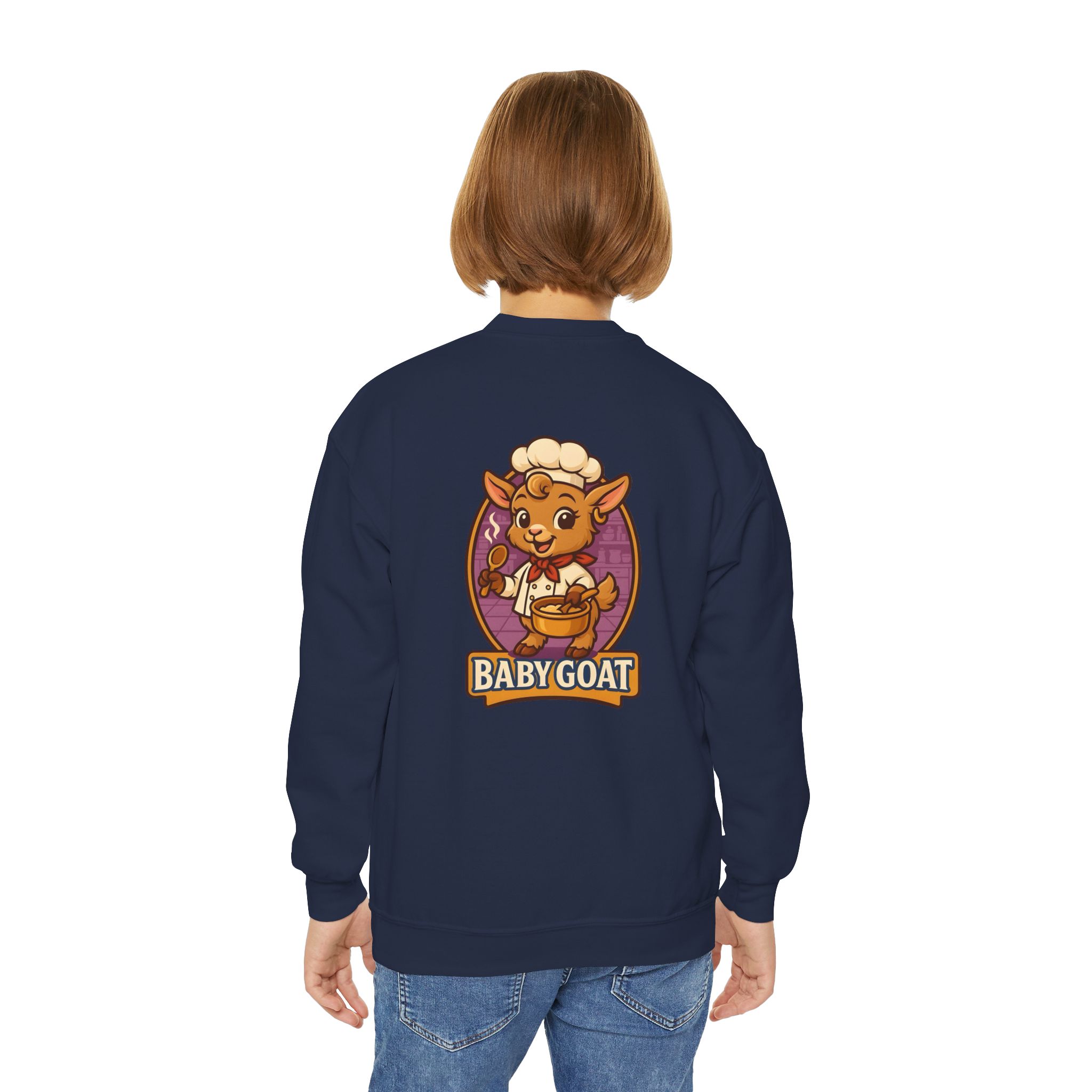 Youth Crewneck Sweatshirt — Cute 'Baby Goat' Cartoon Graphic for Kids - Image 20