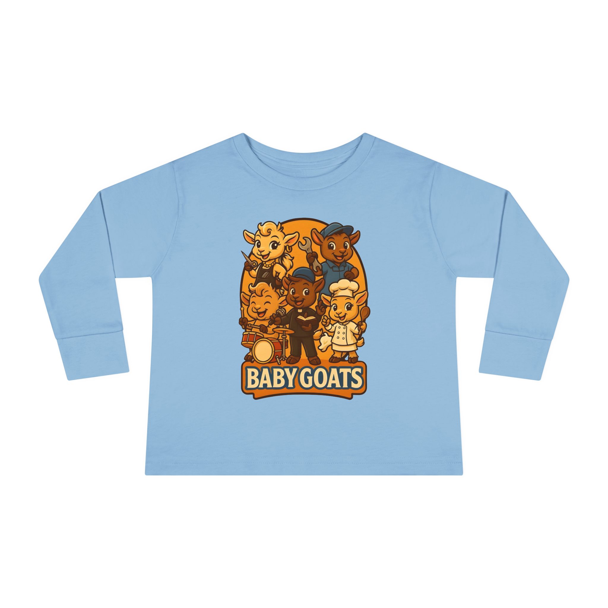 Toddler Tee — 'Baby Goats' Cute Cartoon Goat Kids Long Sleeve Shirt - Image 5