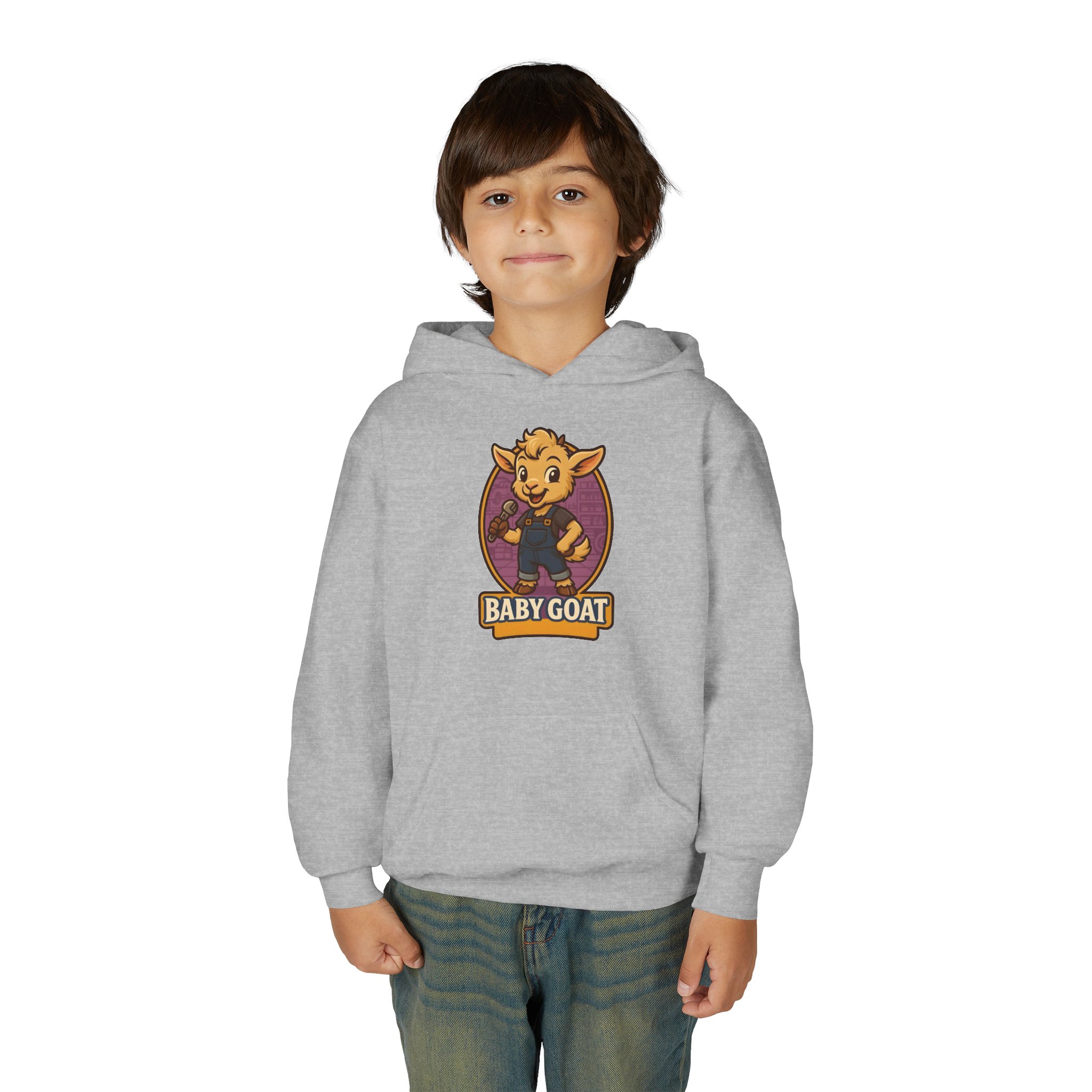 Ollie the Fix-It Goat Youth Hoodie — "Baby Goat" Cartoon Goat Kids Pullover - Image 11