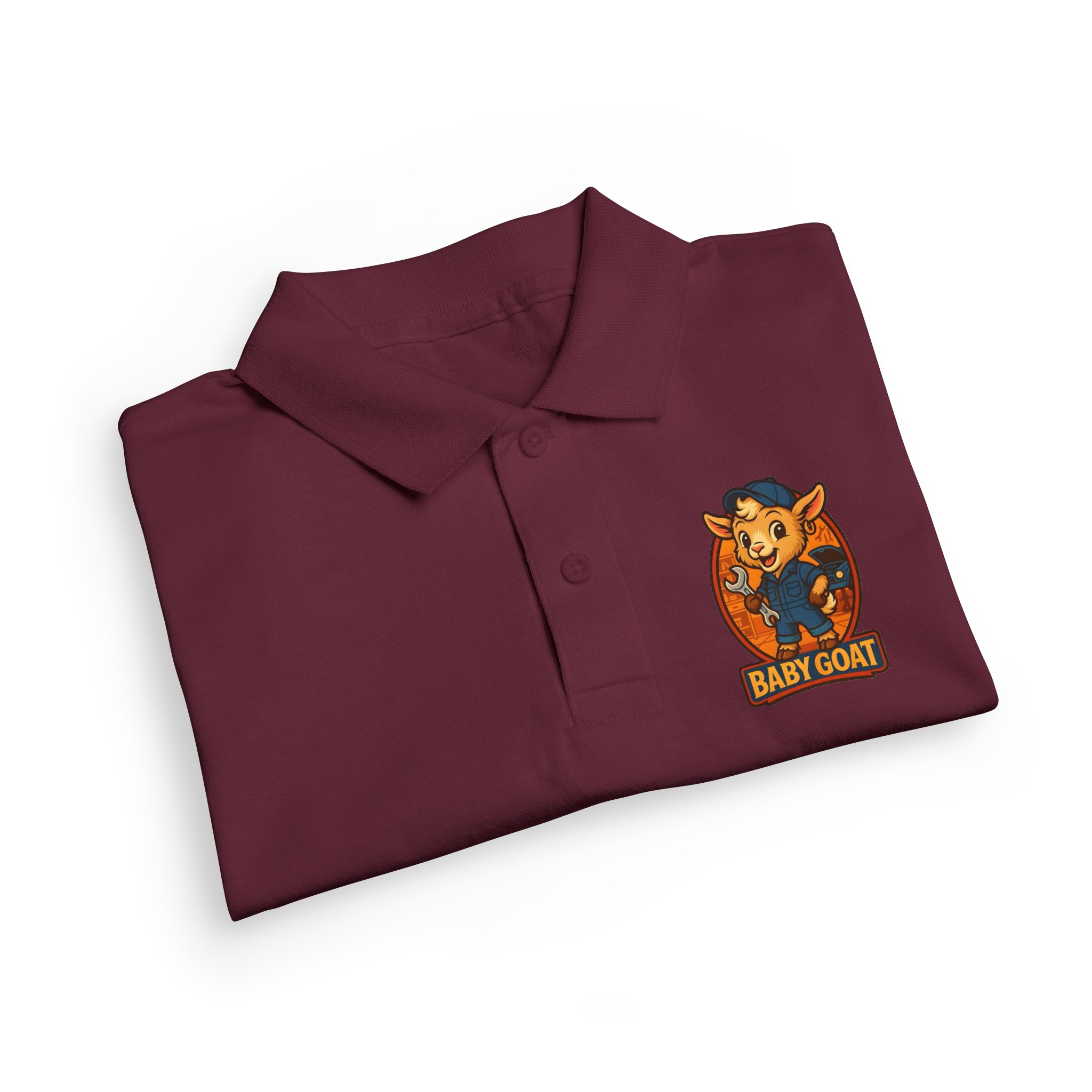 Ollie the Auto Helper Kids Polo Shirt - "Baby Goat" Mechanic Mascot Graphic - Image 11