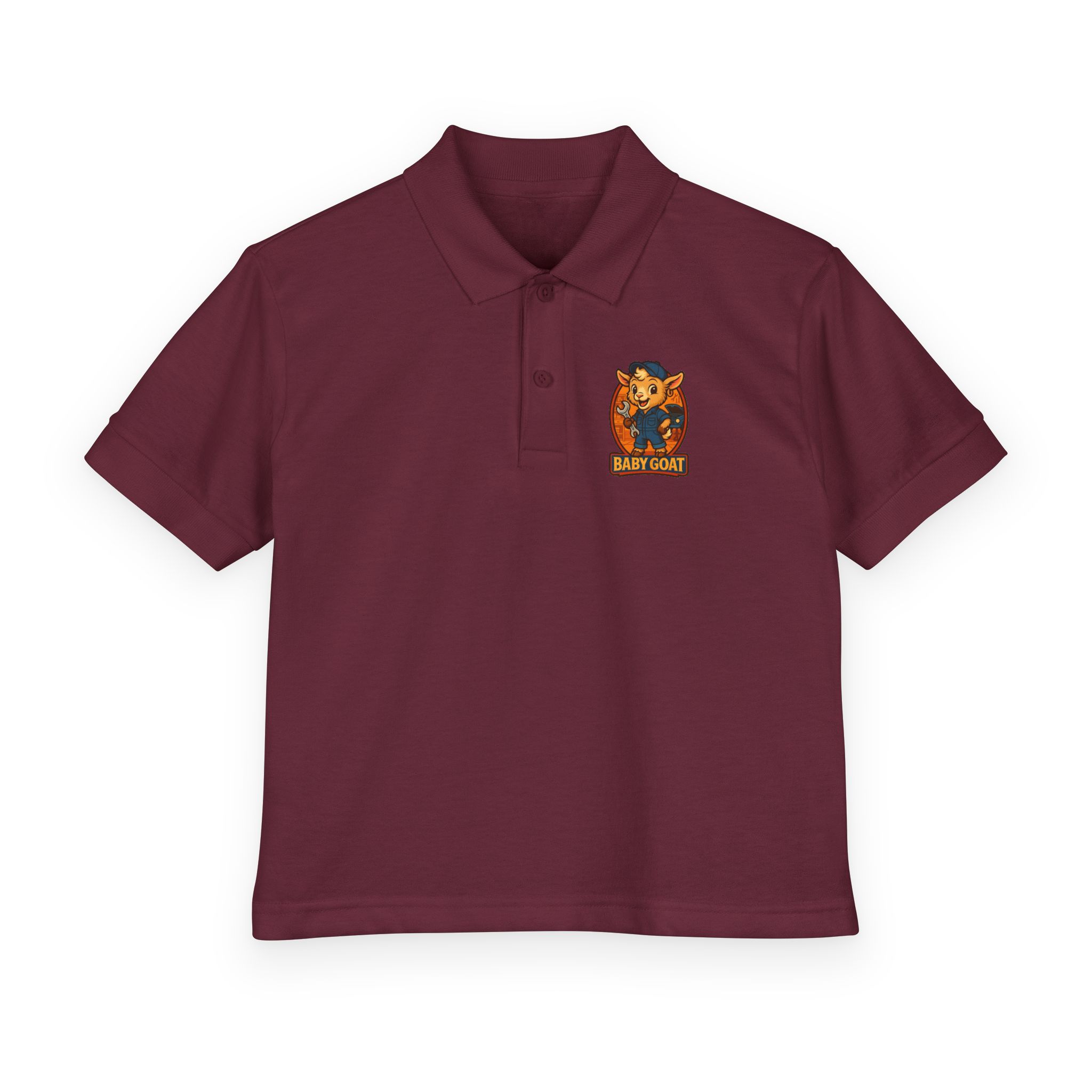 Ollie the Auto Helper Kids Polo Shirt - "Baby Goat" Mechanic Mascot Graphic - Image 9