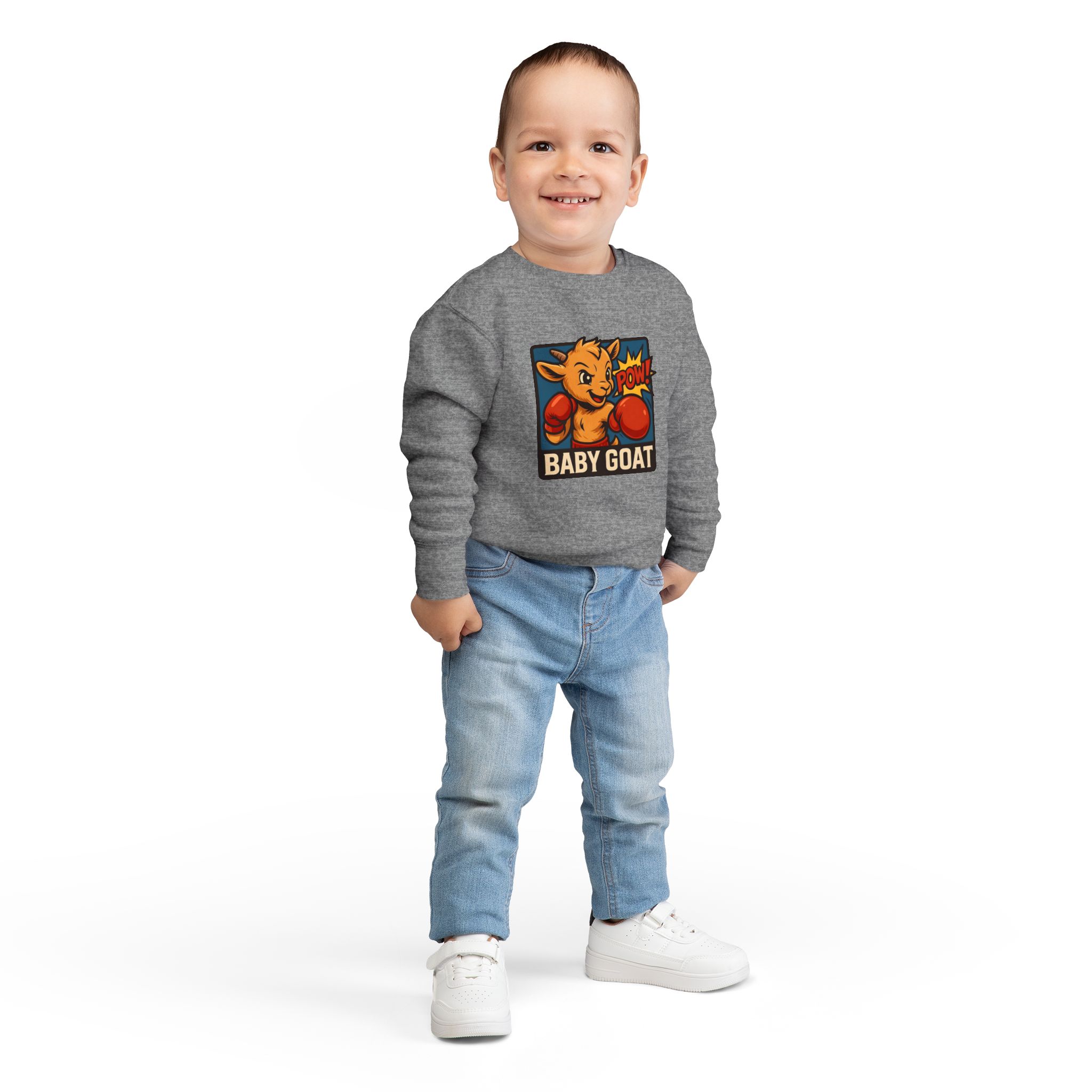 Baby G.O.A.T – Benny the Boxer Baby Goat Boxing Toddler Sweatshirt — Cute 'Baby Goat' Graphic Pullover - Image 8