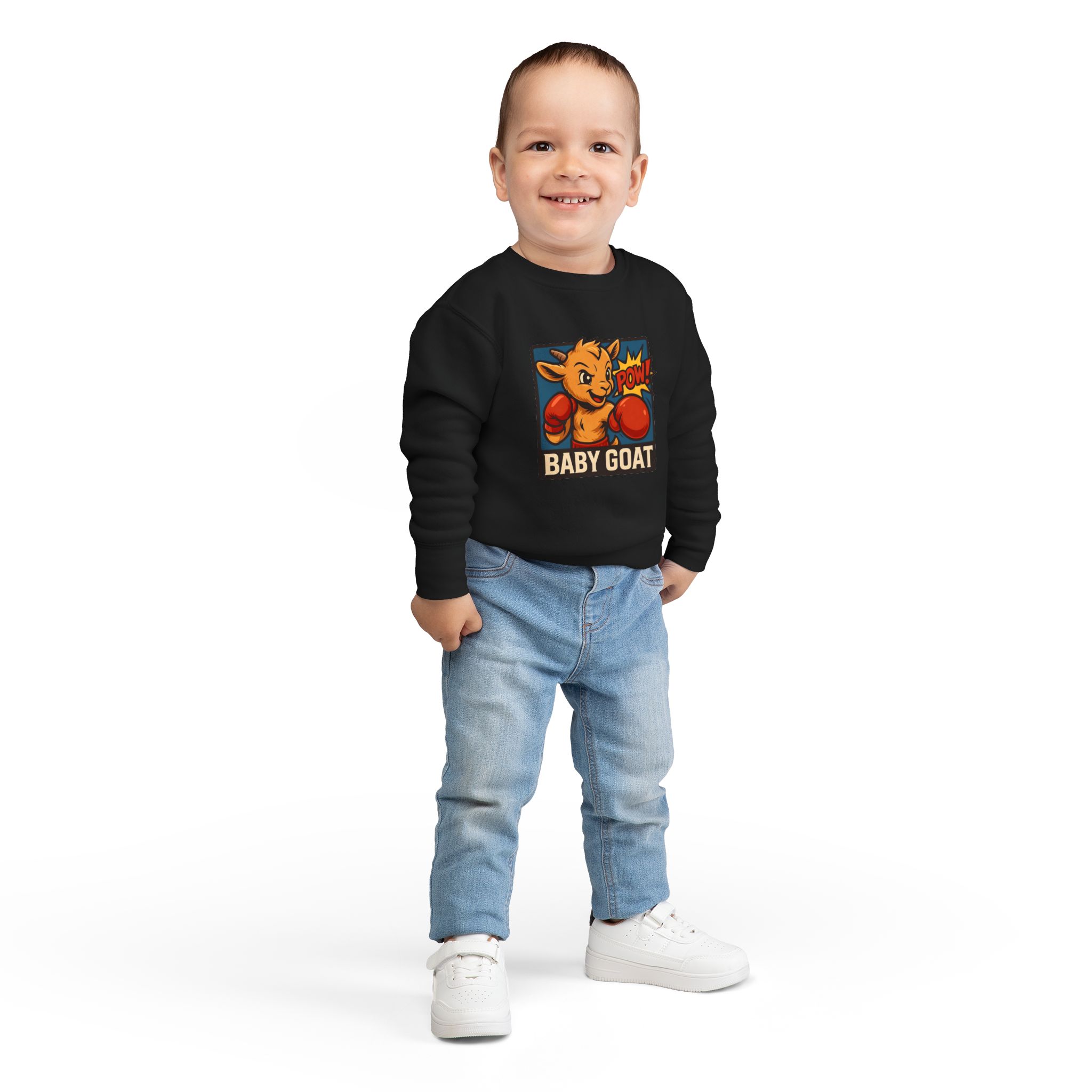 Baby G.O.A.T – Benny the Boxer Baby Goat Boxing Toddler Sweatshirt — Cute 'Baby Goat' Graphic Pullover - Image 12