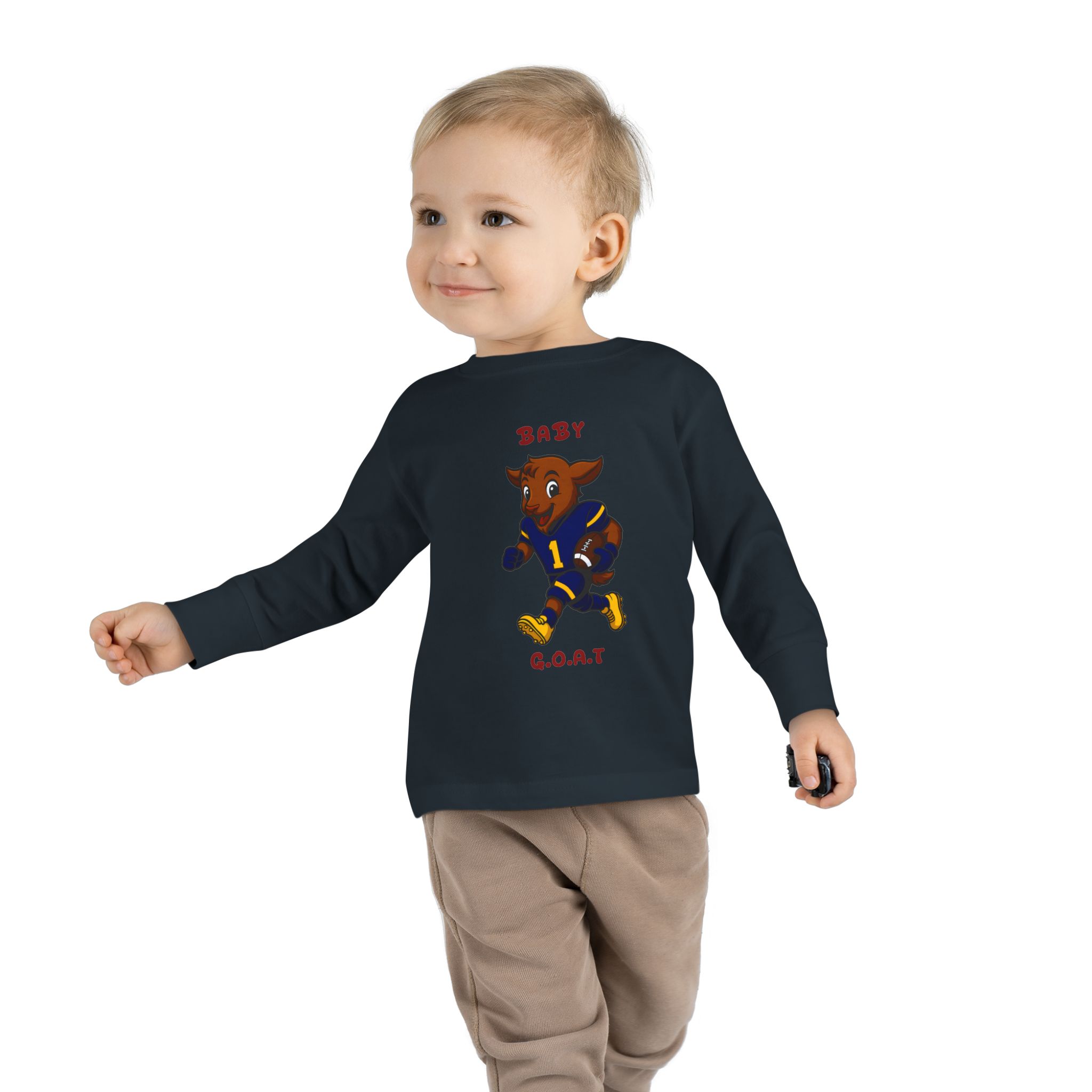 Davon The Touchdown Star In Action Toddler Long Sleeve Tee — "Baby G.O.A.T." Football Goat Graphic - Image 11