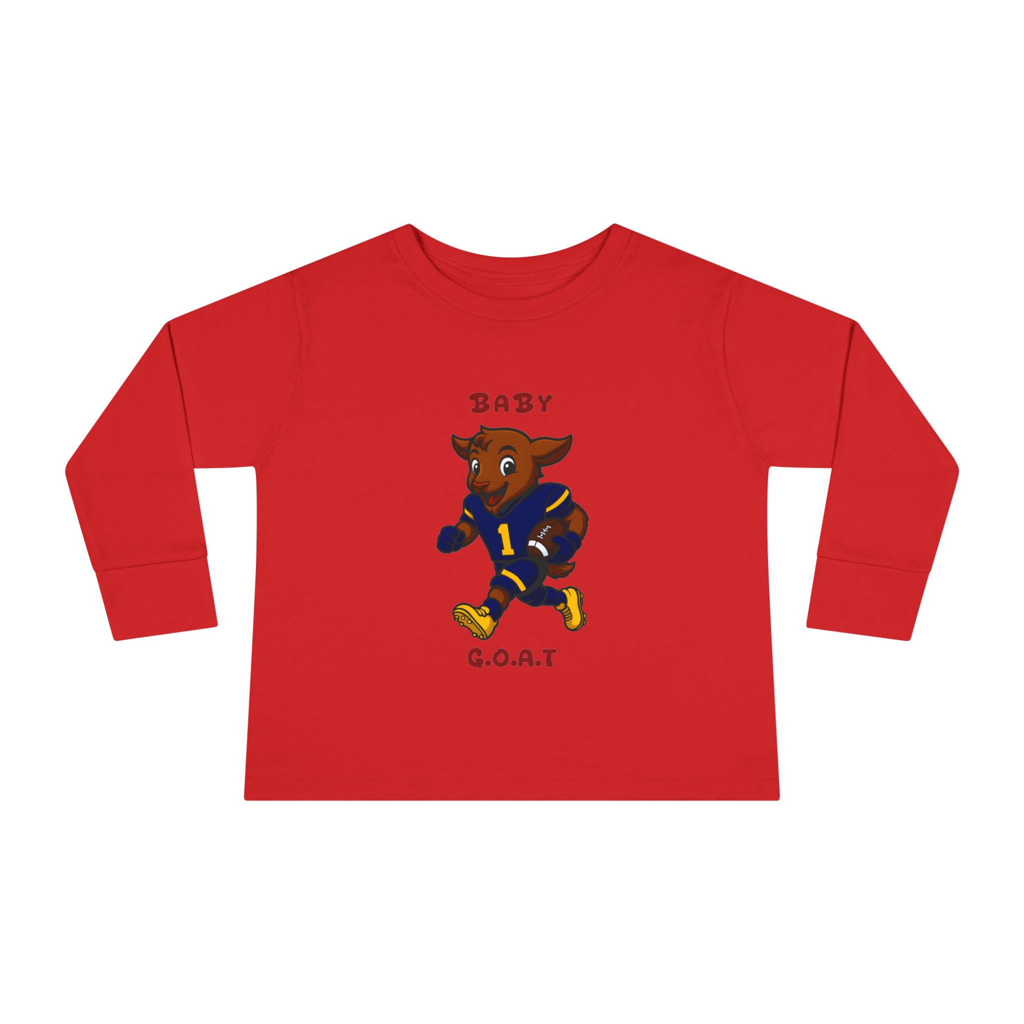 Davon The Touchdown Star In Action Toddler Long Sleeve Tee — "Baby G.O.A.T." Football Goat Graphic - Image 13
