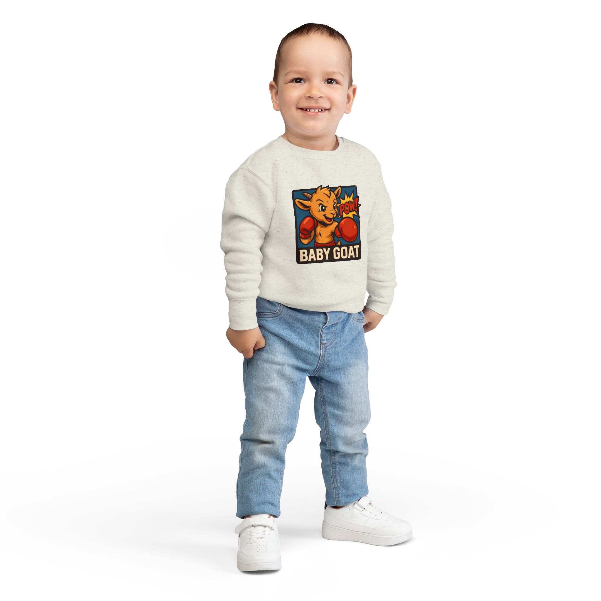 Baby G.O.A.T – Benny the Boxer Baby Goat Boxing Toddler Sweatshirt — Cute 'Baby Goat' Graphic Pullover - Image 4
