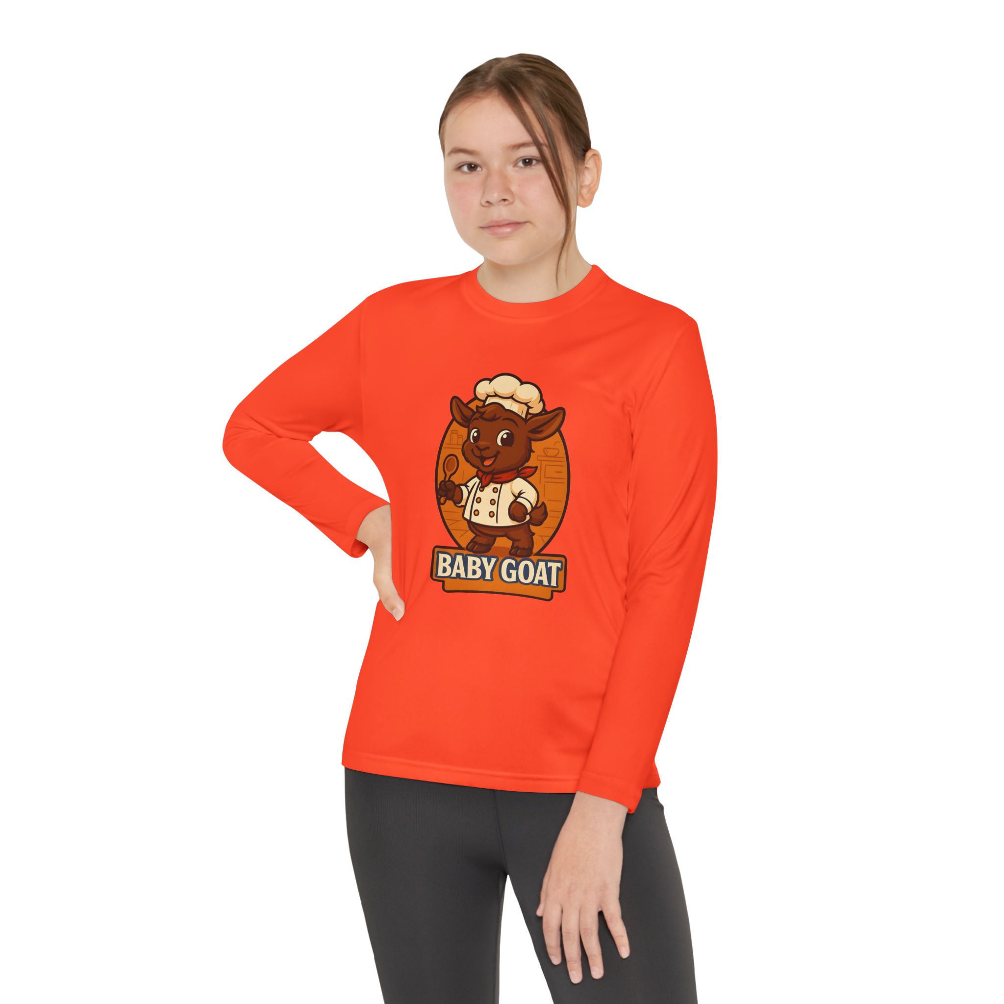 Youth Long Sleeve Tee — Cute 'Baby Goat' Cartoon Baseball Design - Image 4