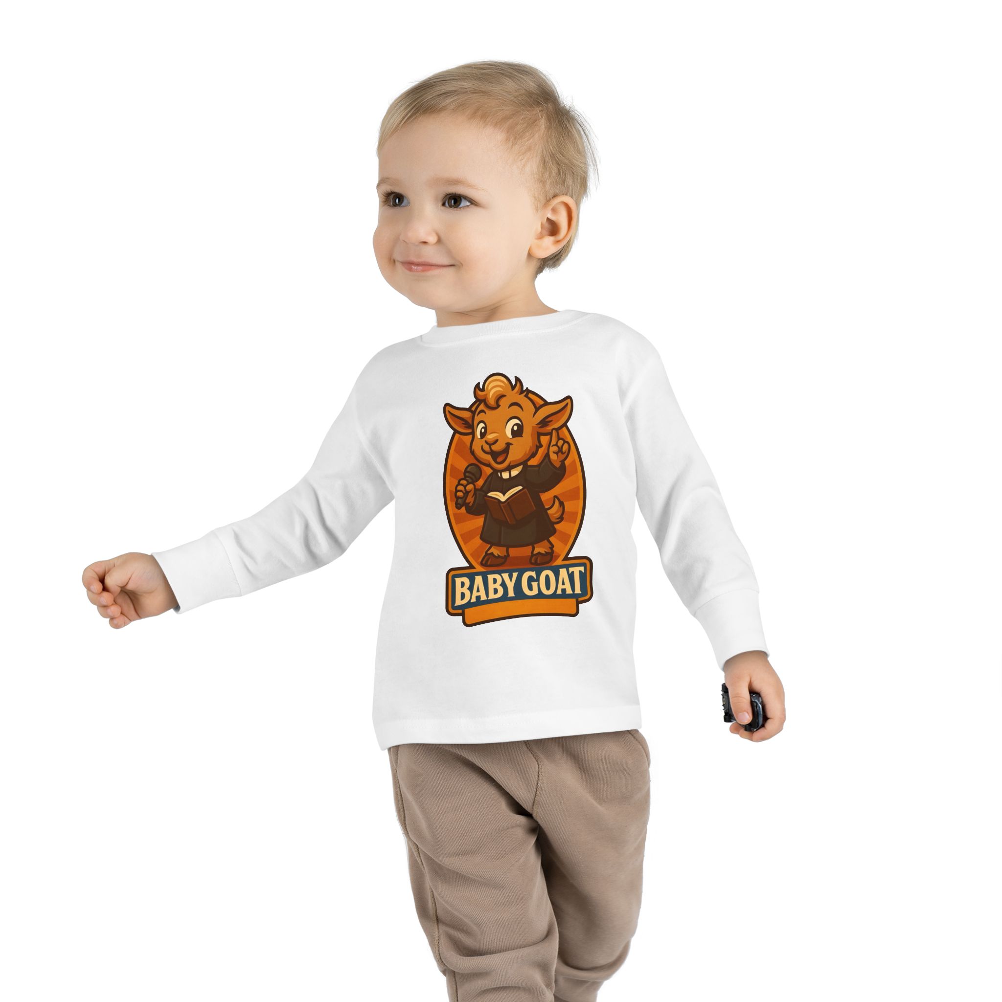 Toddler Long Sleeve Tee — Cute 'Baby Goat' Cartoon Kids Shirt - Image 3