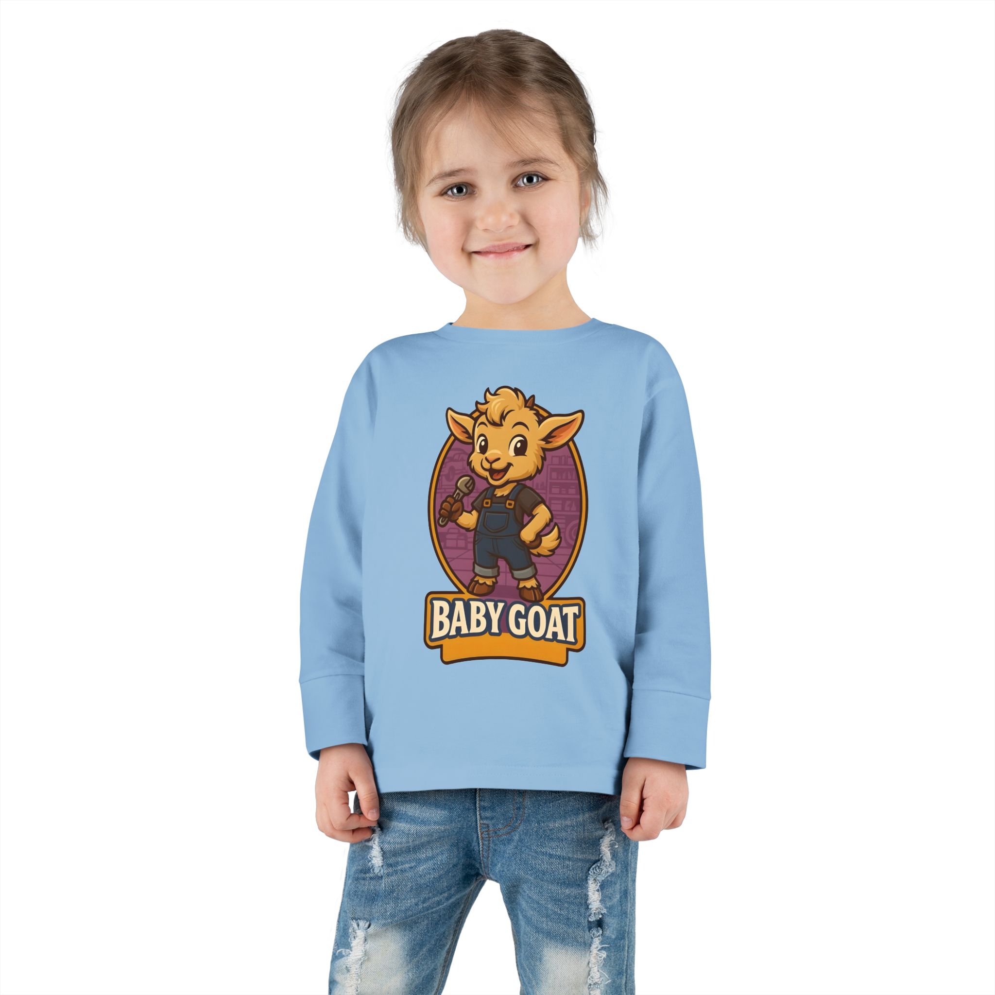 Toddler Long Sleeve Tee — Cute 'Baby Goat' Cartoon Kids Shirt - Image 12