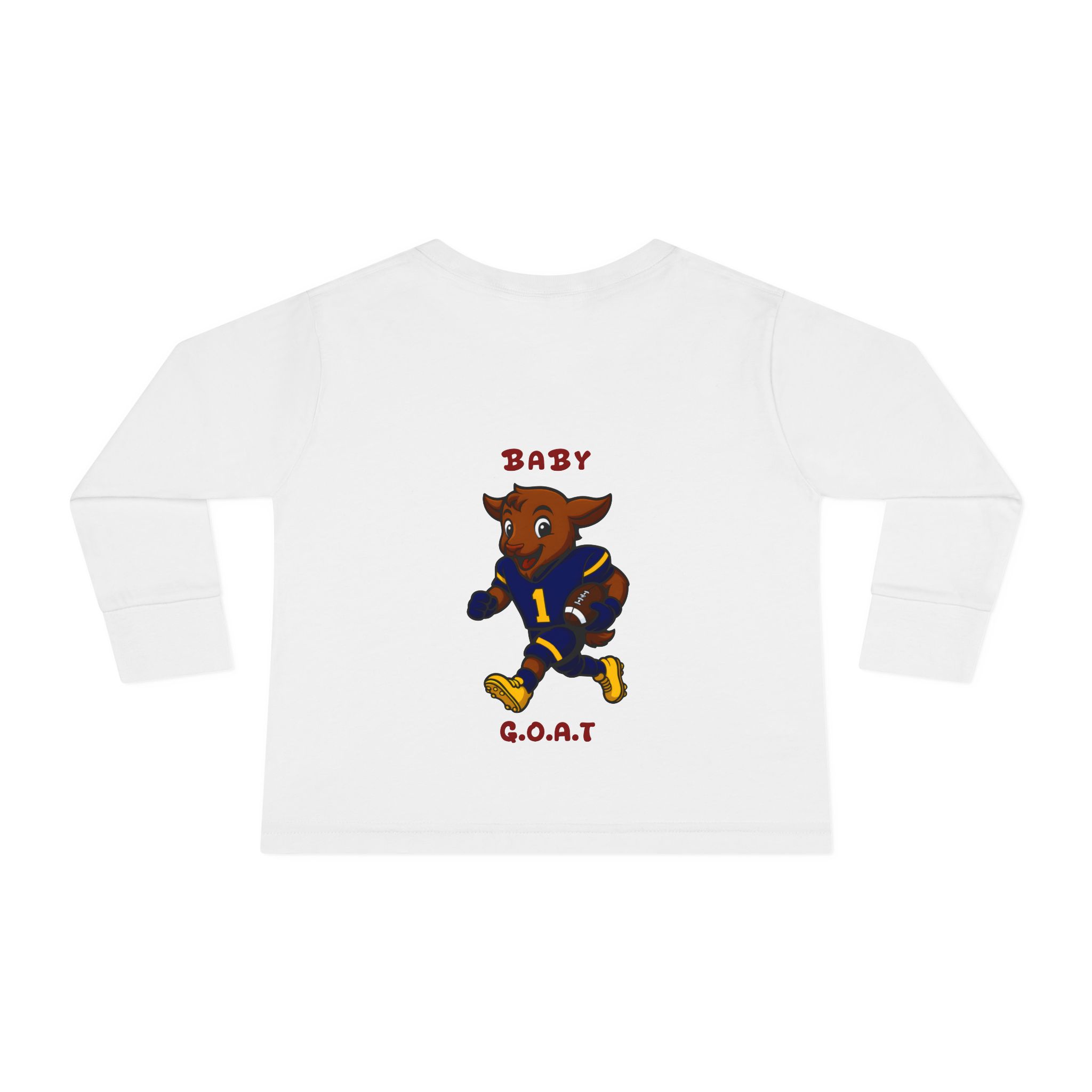 Davon The Touchdown Star In Action Toddler Long Sleeve Tee — "Baby G.O.A.T." Football Goat Graphic - Image 2