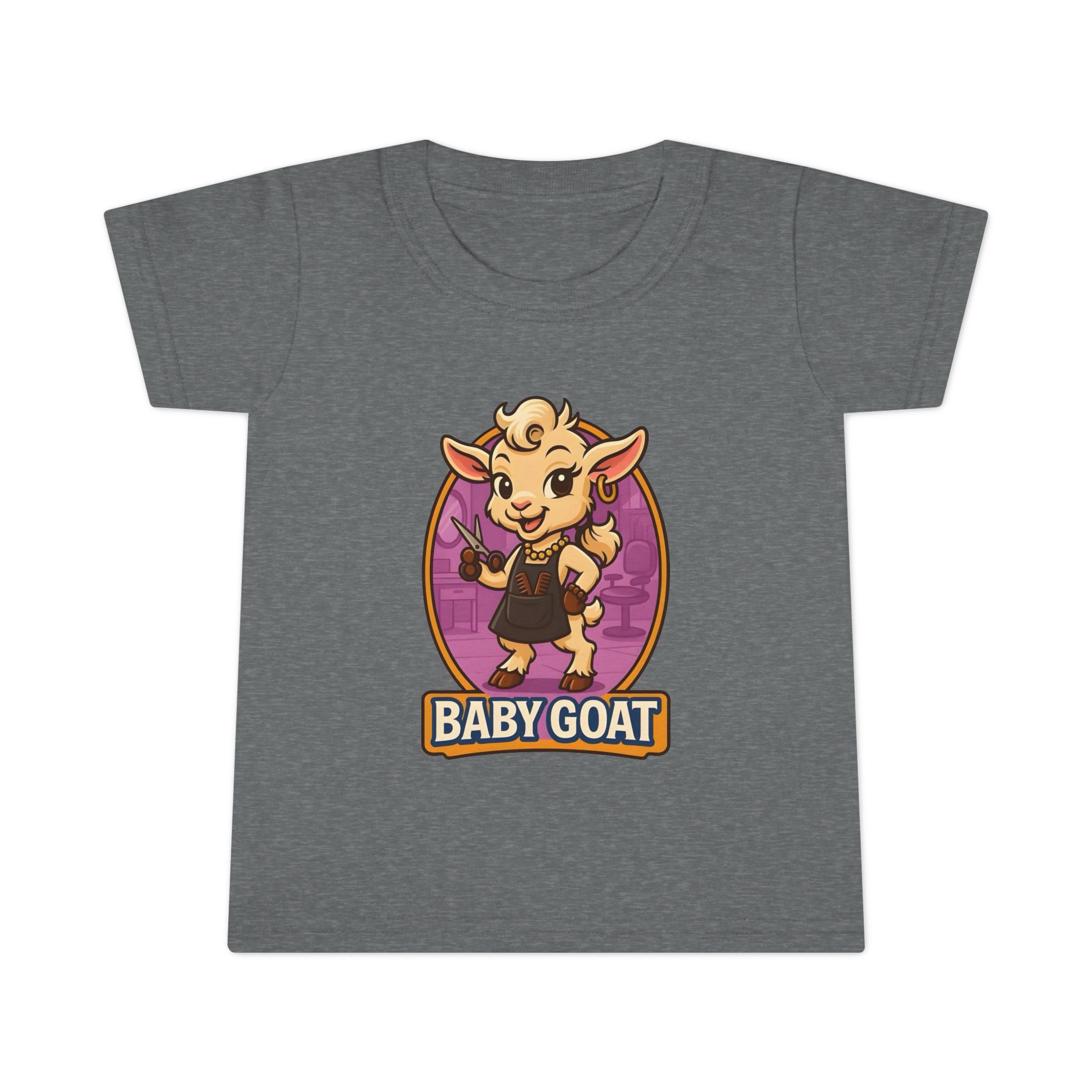 Joy the Stylist Baby Goat Toddler T-Shirt — Cute Cartoon Kid's Tee ("BABY GOAT" Design) - Image 10