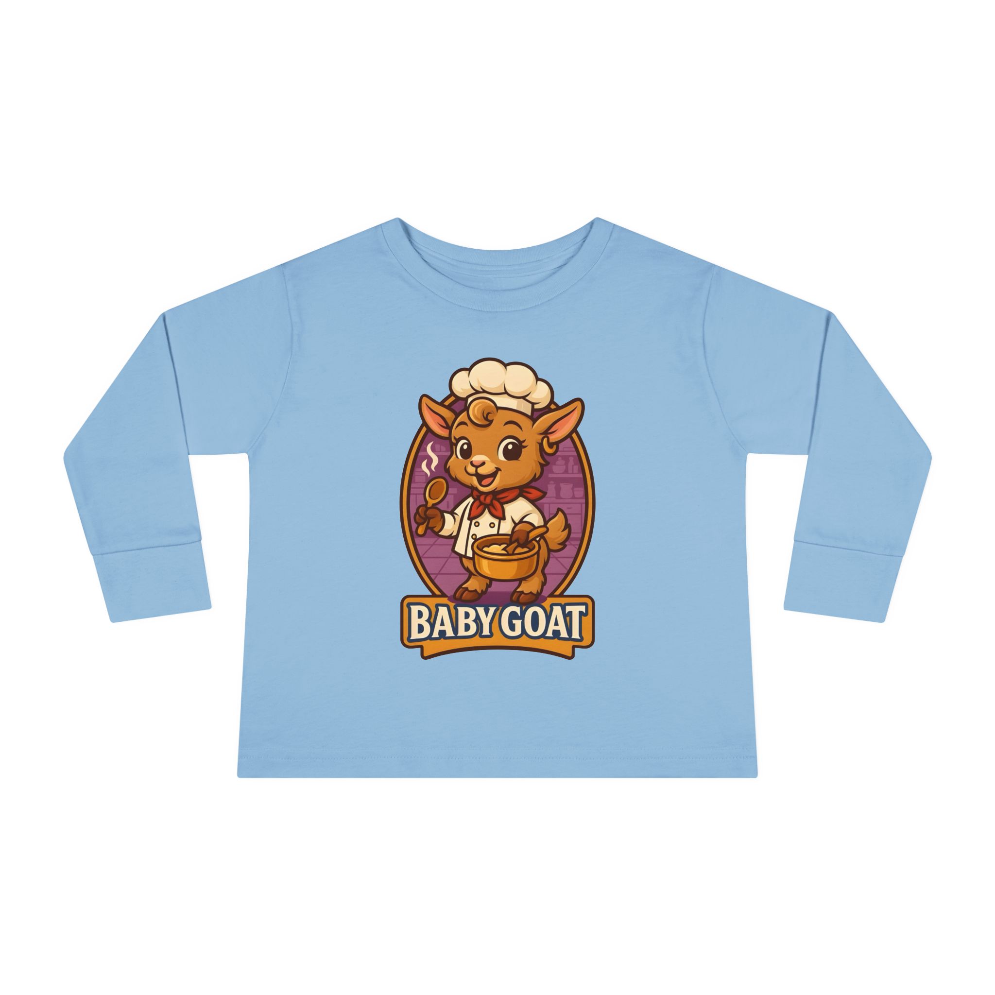 Baby Goat Toddler Long Sleeve Tee — Cute Cartoon Kid Goat Graphic