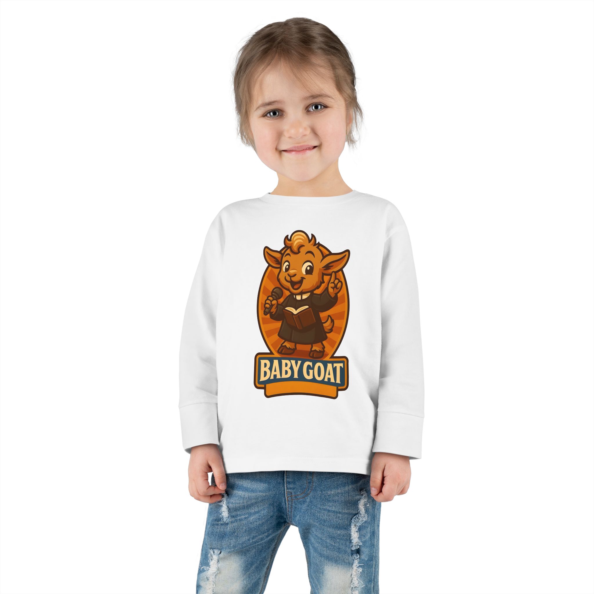 Toddler Long Sleeve Tee — Cute 'Baby Goat' Cartoon Kids Shirt - Image 4