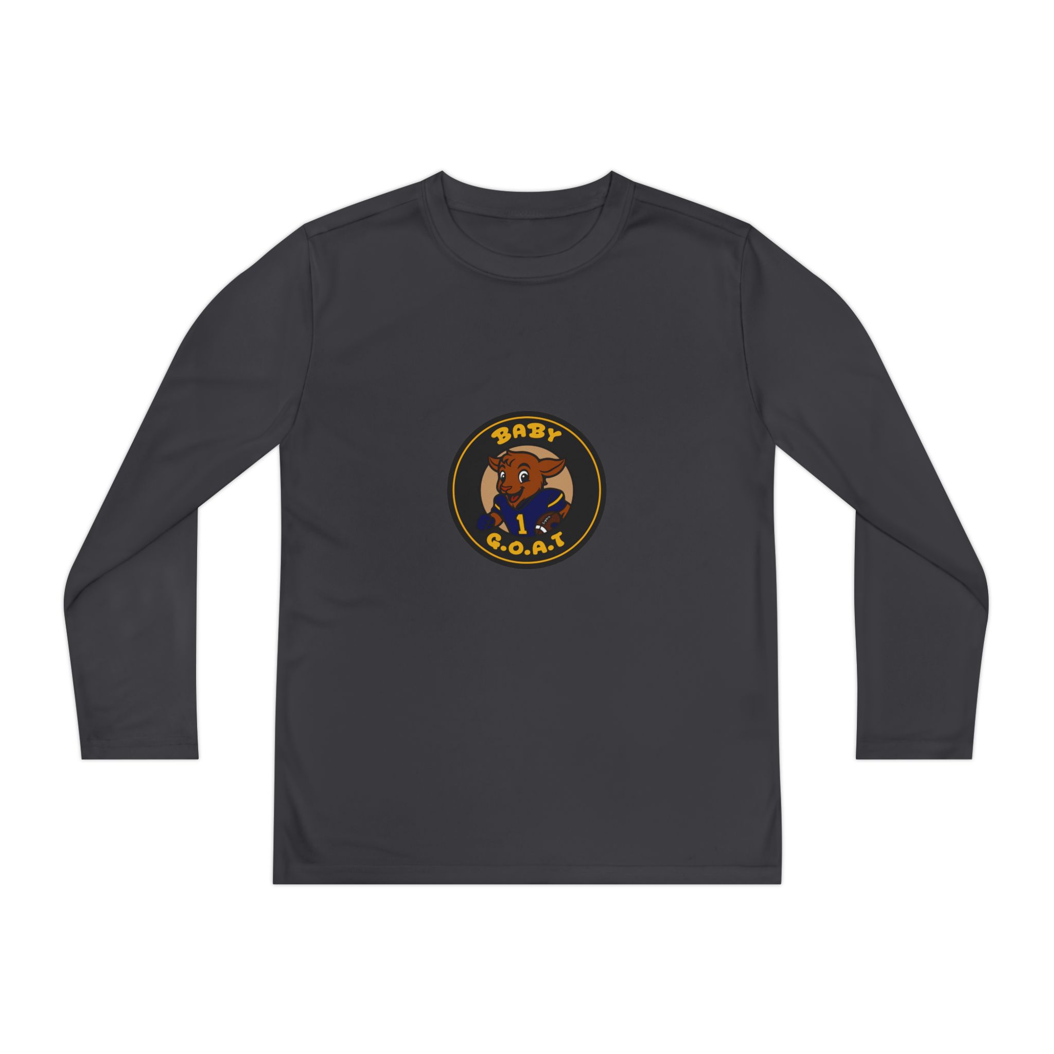 Davon The Touchdown Star Yello Background Youth Long Sleeve Tee — 'Baby G.O.A.T.' Goat Logo Athletic Shirt - Image 5