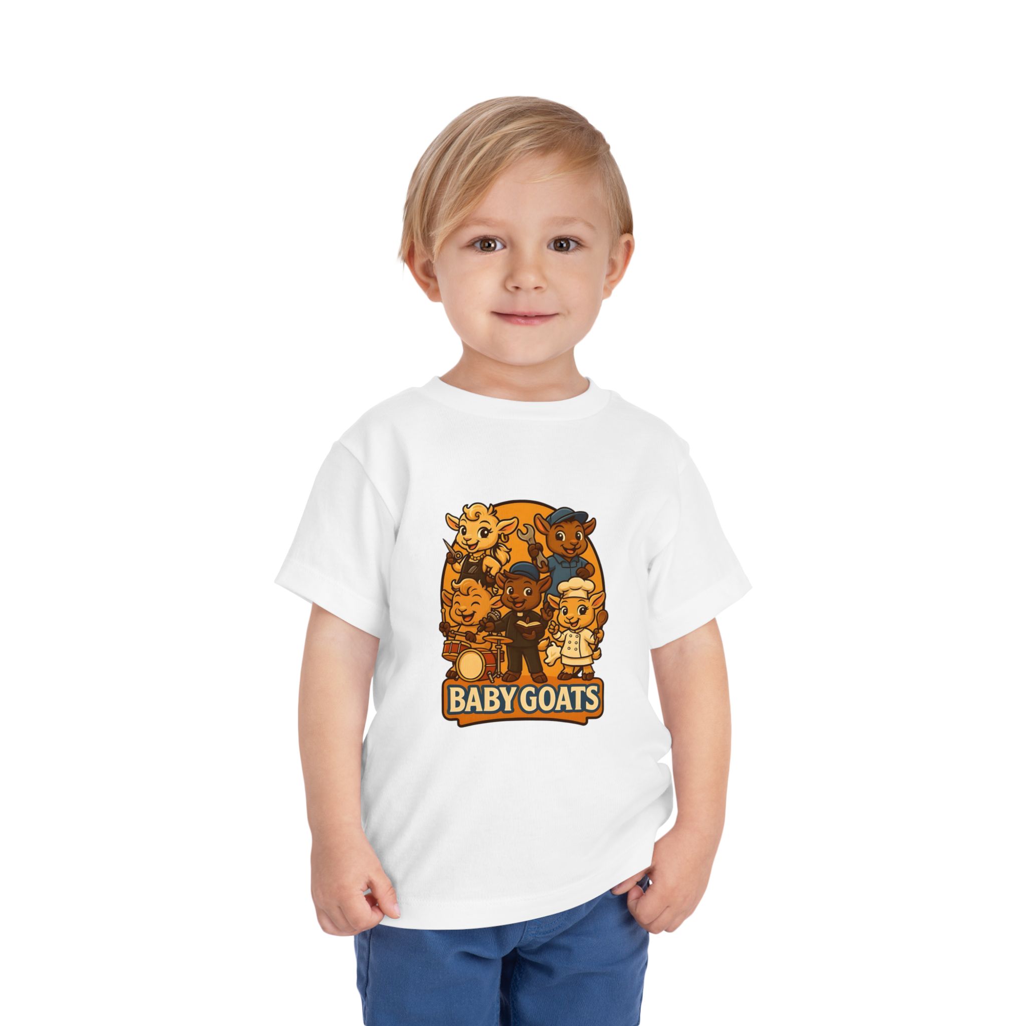 Little Dreamers Toddler Tee — Baby GOATS Cartoon Family - Image 5