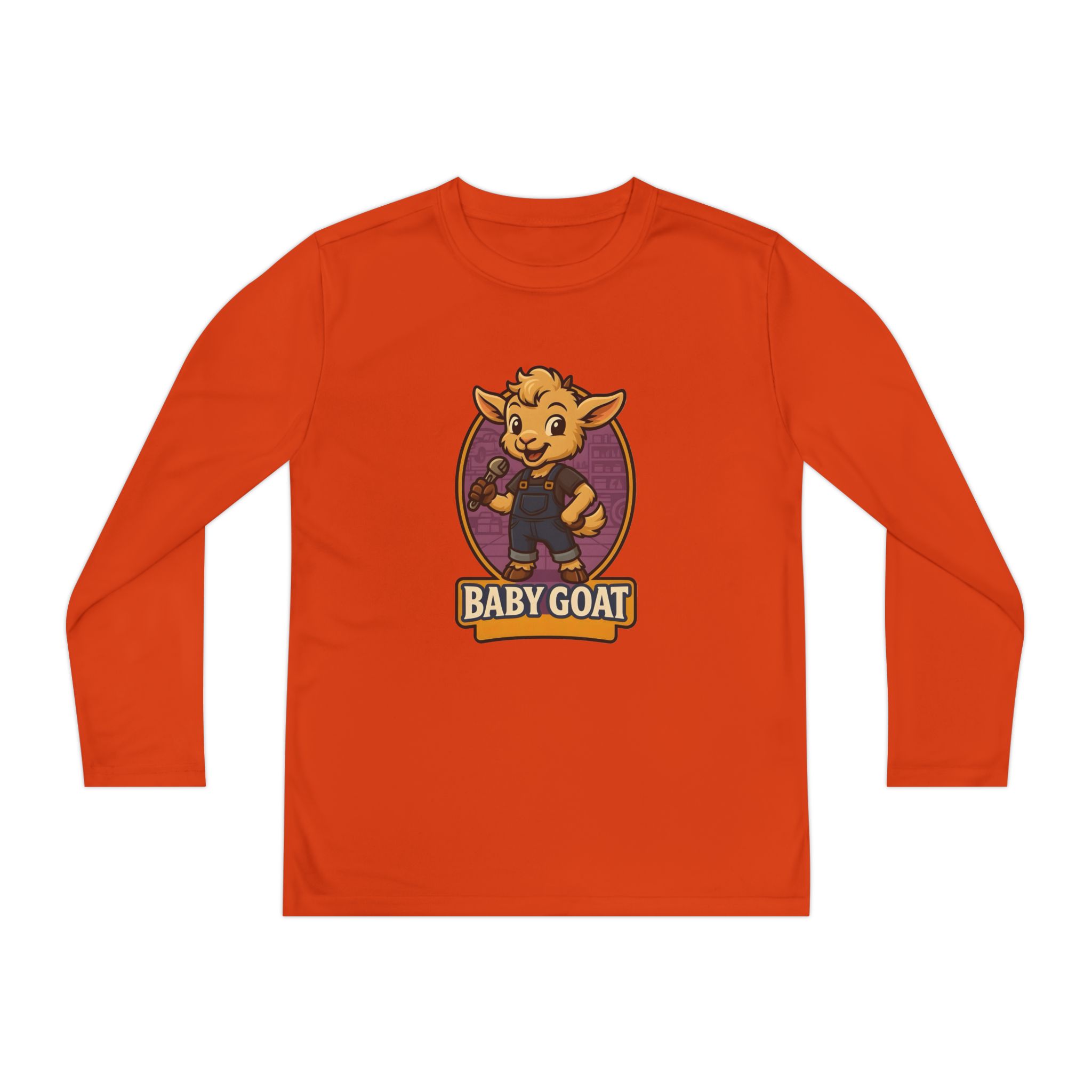 Ollie the Fix-It Baby Goat Youth Long Sleeve Tee — Cute Cartoon Kid’s 'Baby Goat' Shirt - Image 5