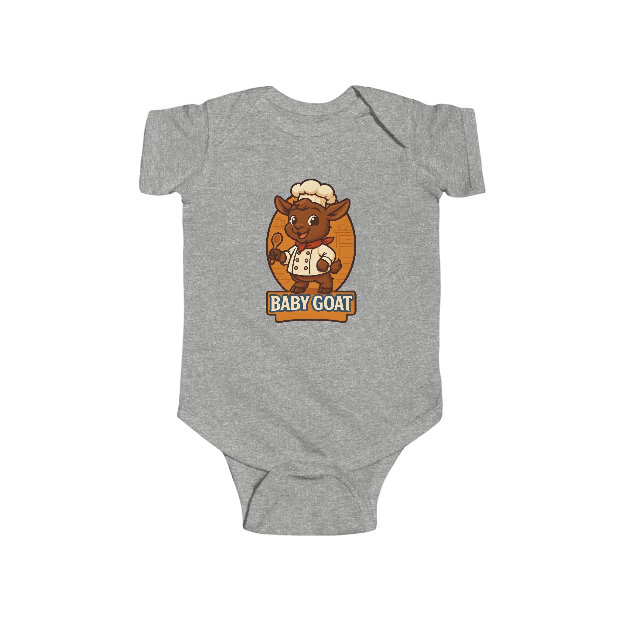 Charlie the Chef Baby Goat Infant Bodysuit - Cute Cartoon Kid Goat "Baby Goat" Onesie - Image 4