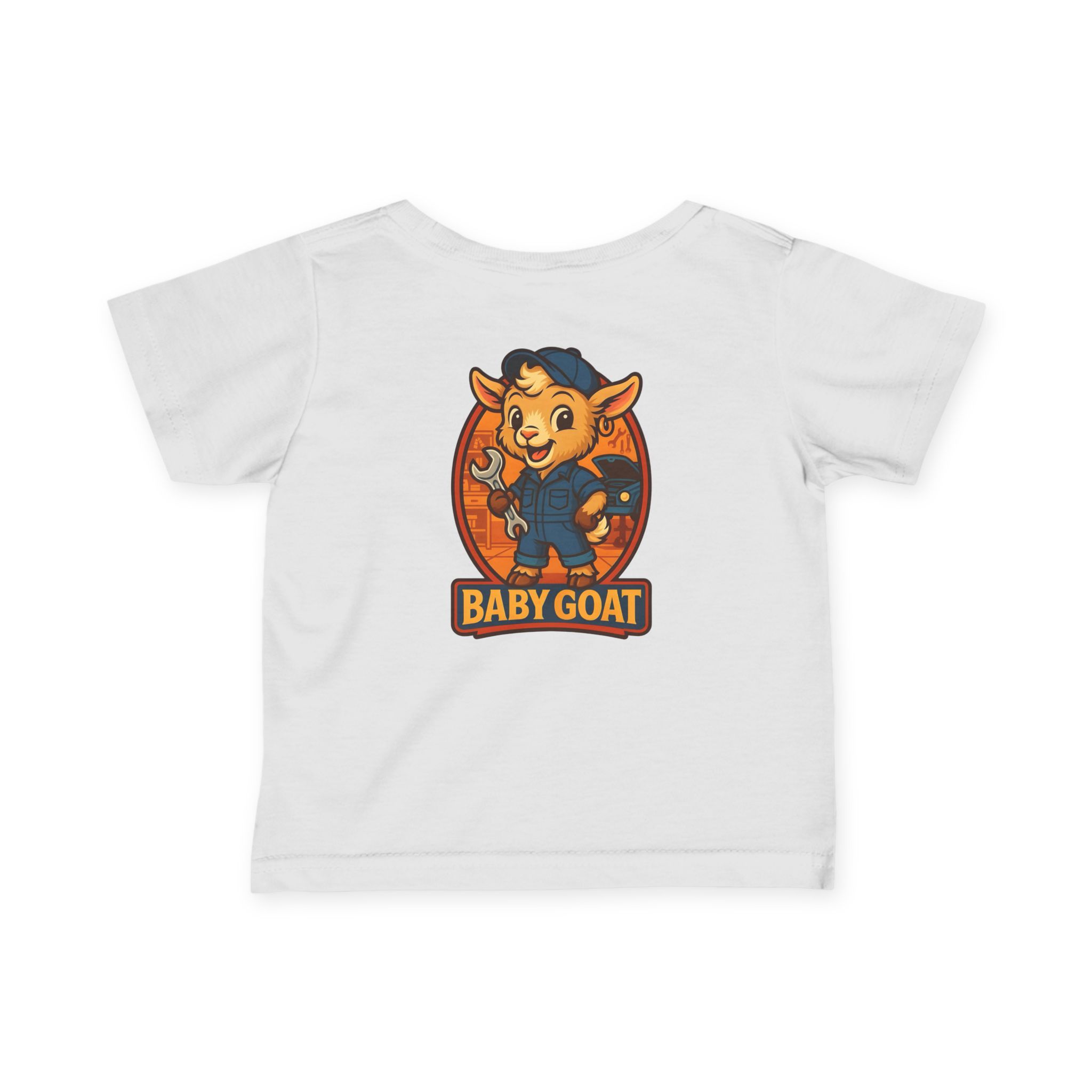 Ollie the Auto Helper Infant Tee — Cute 'Baby Goat' Cartoon Kids Shirt (Baby Goat Graphic) - Image 2