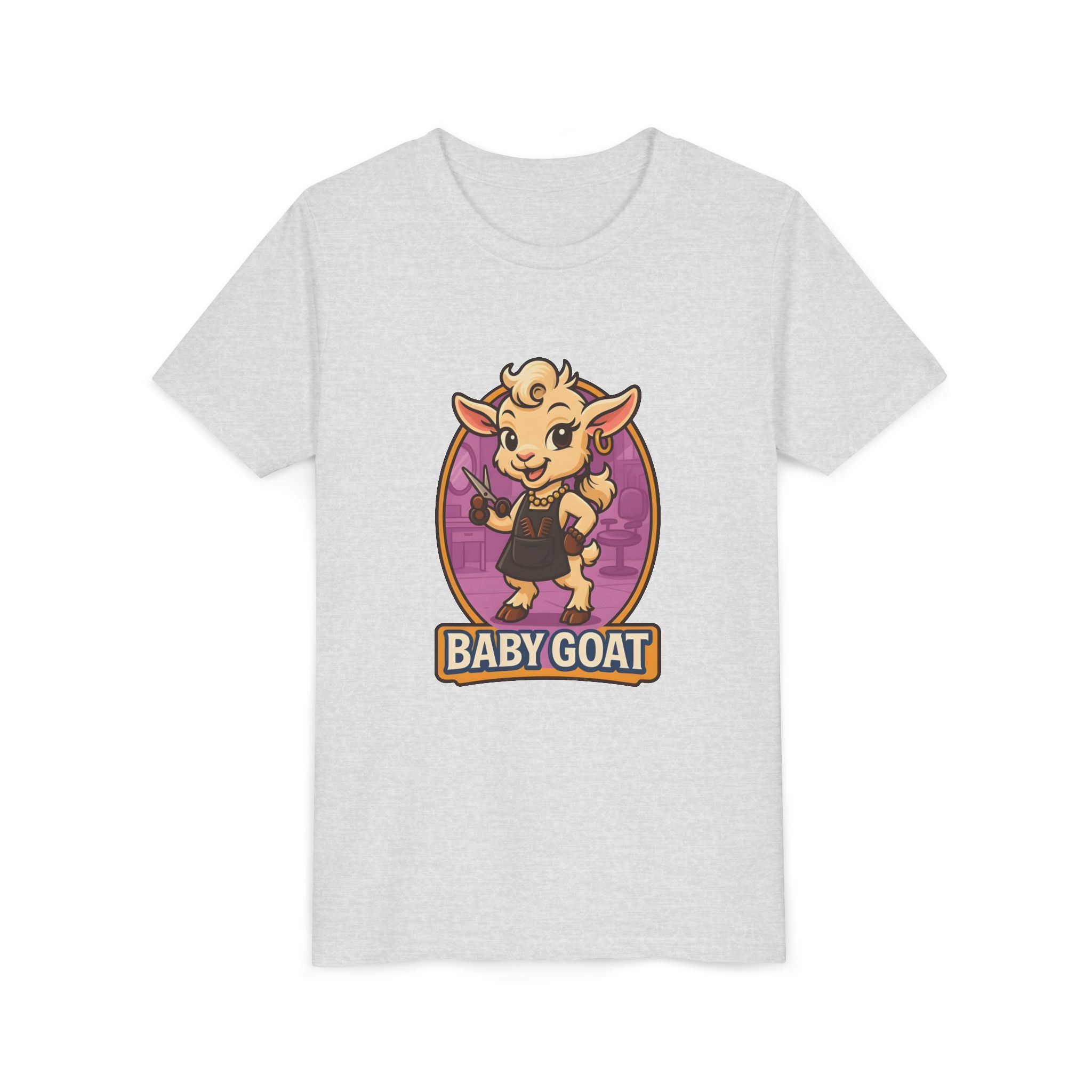 Joy the Stylist Baby Goat Youth T‑Shirt — Cute Cartoon Kid Tee with 'Baby Goat' Text - Image 7