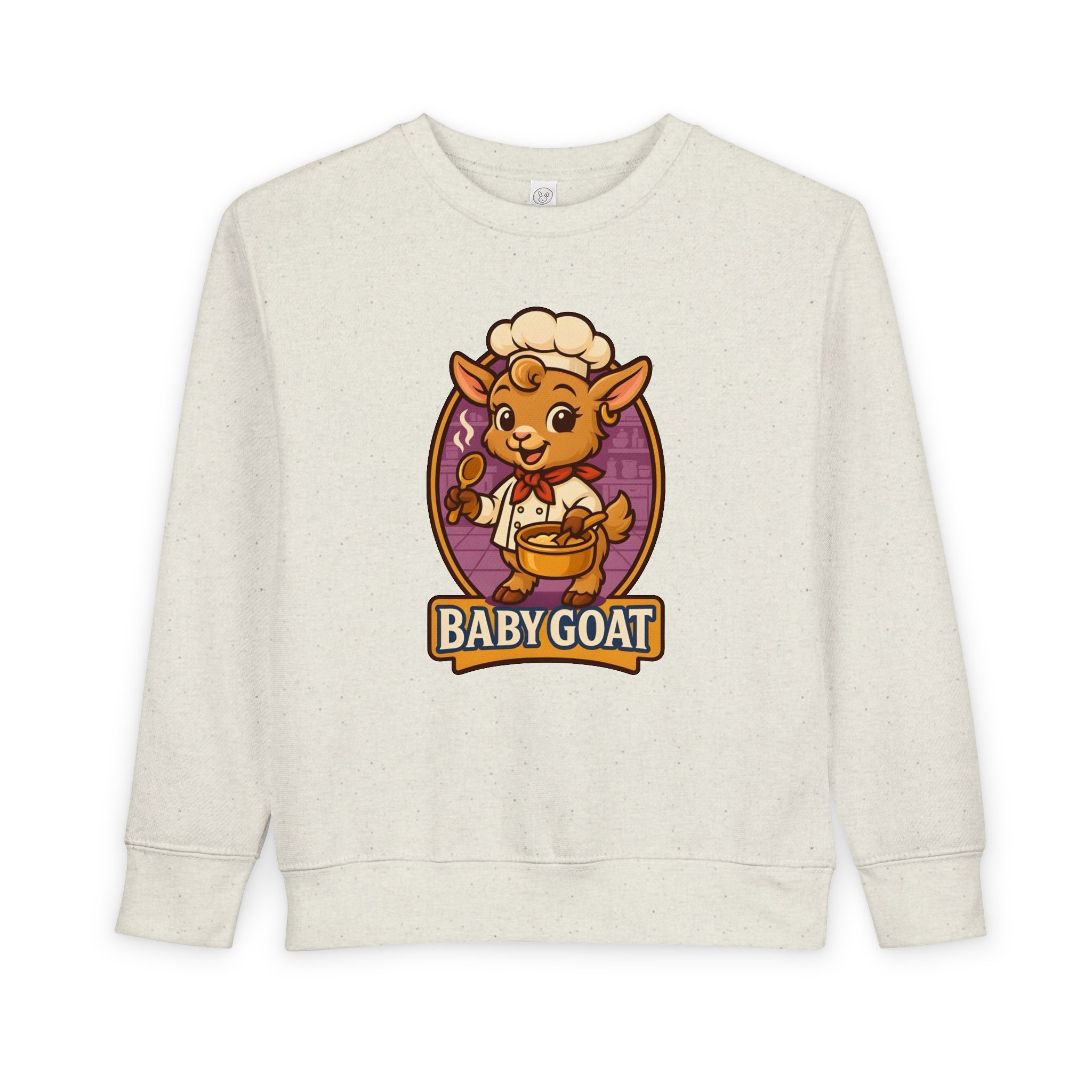 Baby Goat Toddler Sweatshirt — Cute Cartoon Goat Chef Graphic