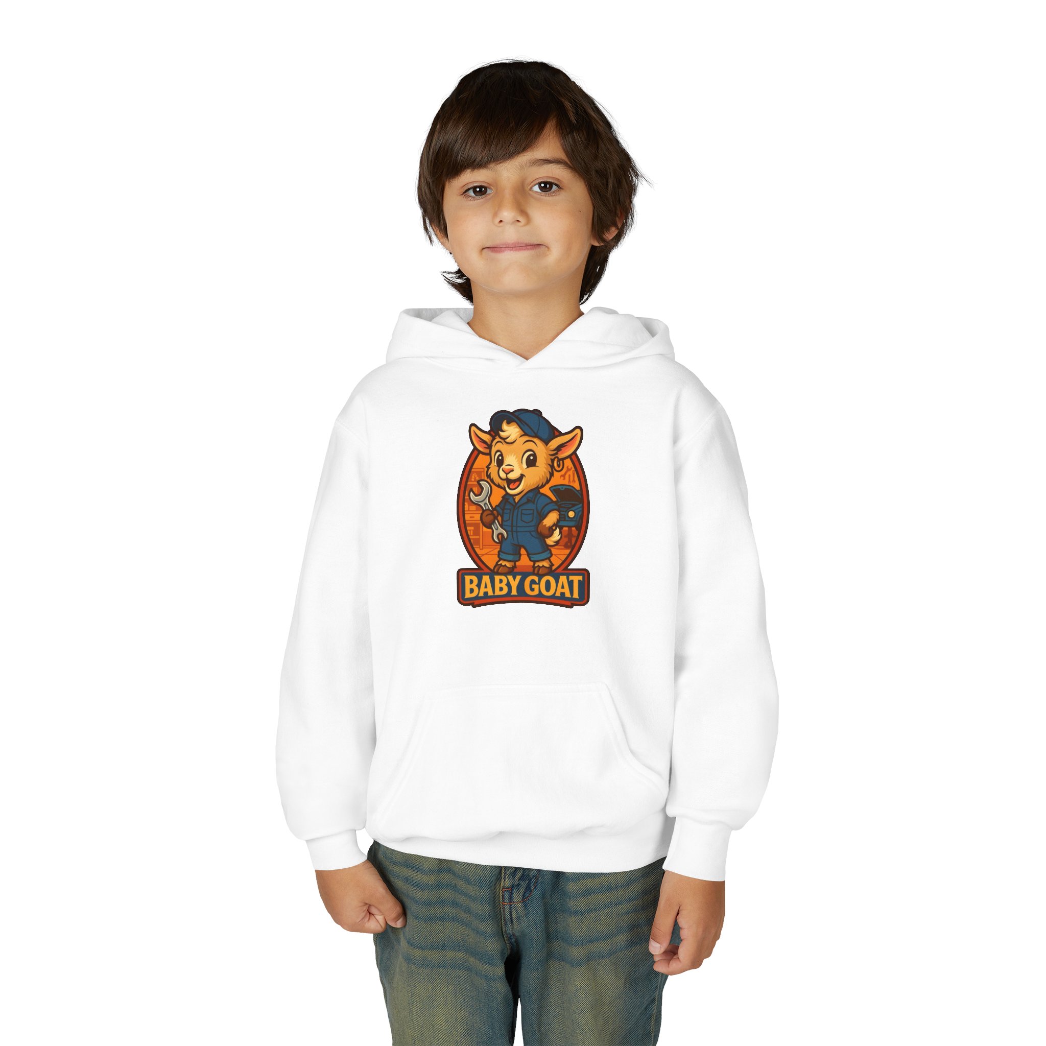 Ollie the Auto Helper Youth Hoodie — 'Baby Goat' Cute Cartoon Kids Hoodie - Image 3