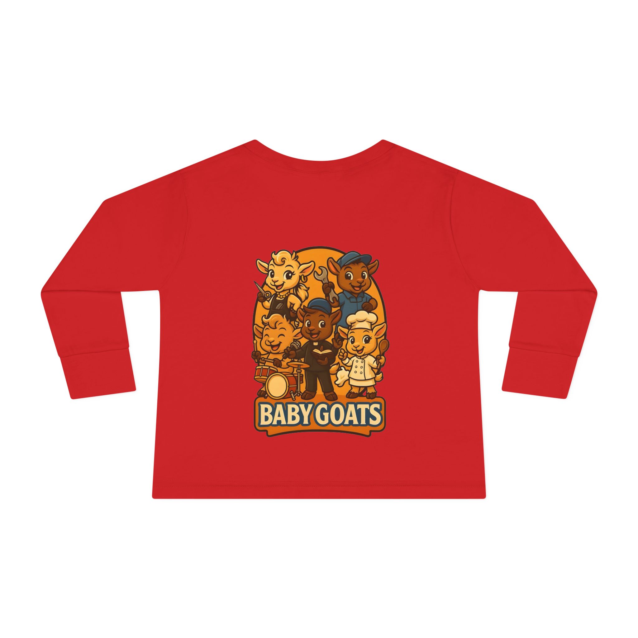 Toddler Tee — 'Baby Goats' Cute Cartoon Goat Kids Long Sleeve Shirt - Image 14