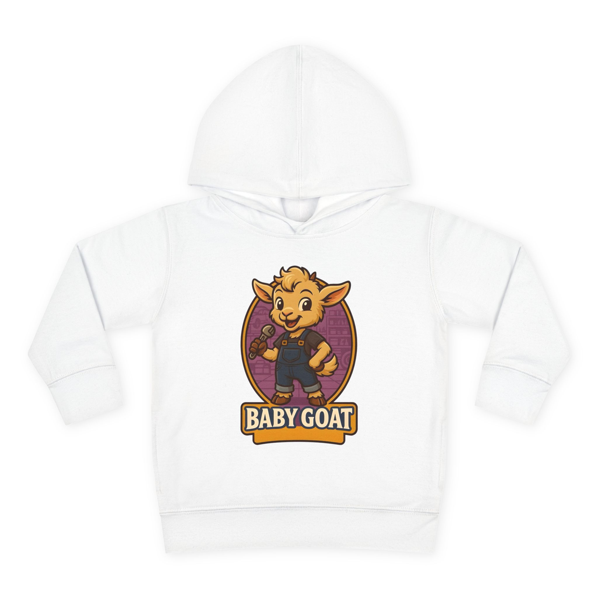 Ollie the Fix-It Goat Baby Goat Toddler Hoodie — Cute Cartoon Kid’s Pullover Fleece