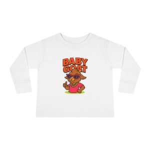 Baby G.O.A.T – Skye the Style Queen Baby Goat Toddler Long Sleeve Tee — Cute Sunglasses Kid Goat Graphic
