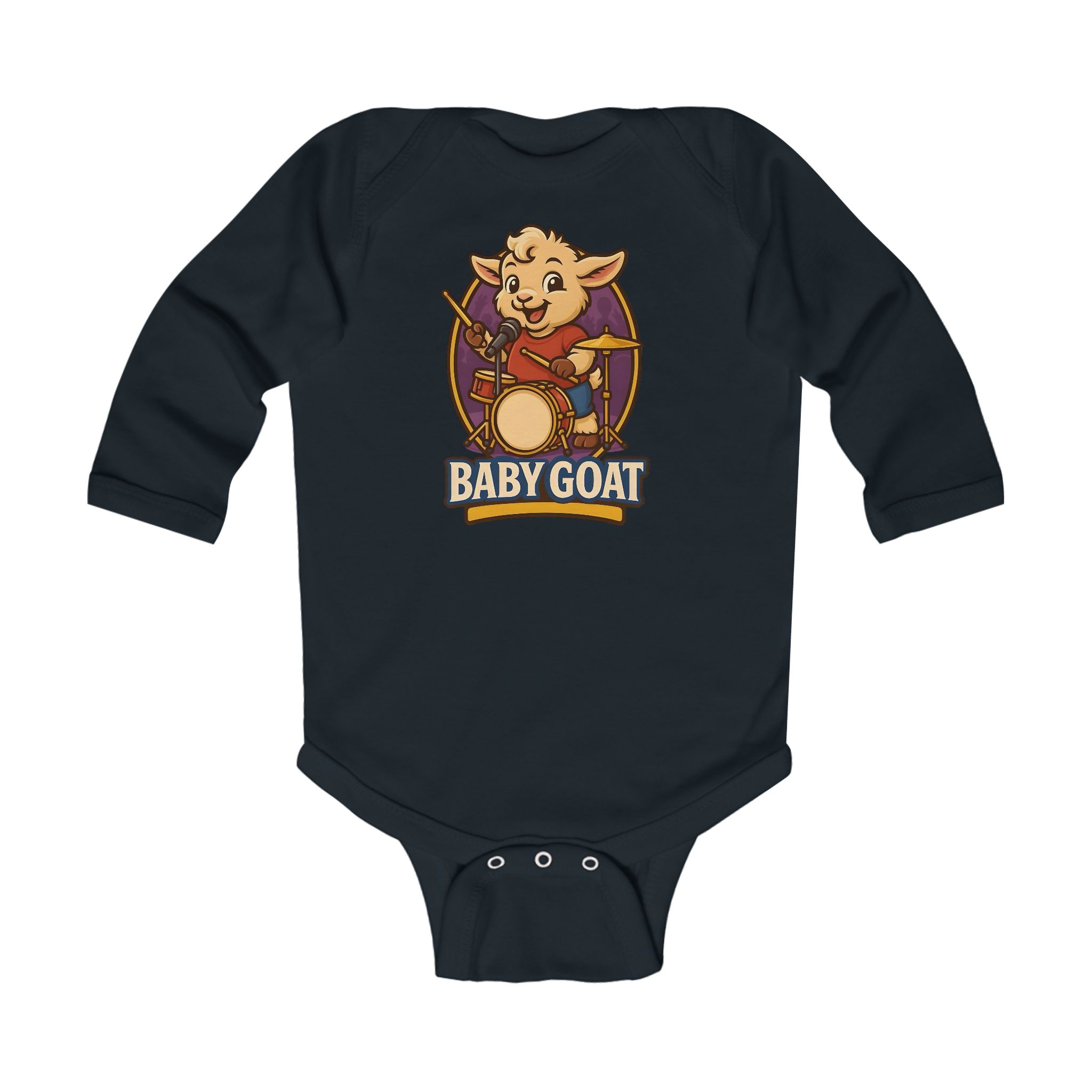 Baby Goat Infant Bodysuit — Cute Drummer Kid Graphic