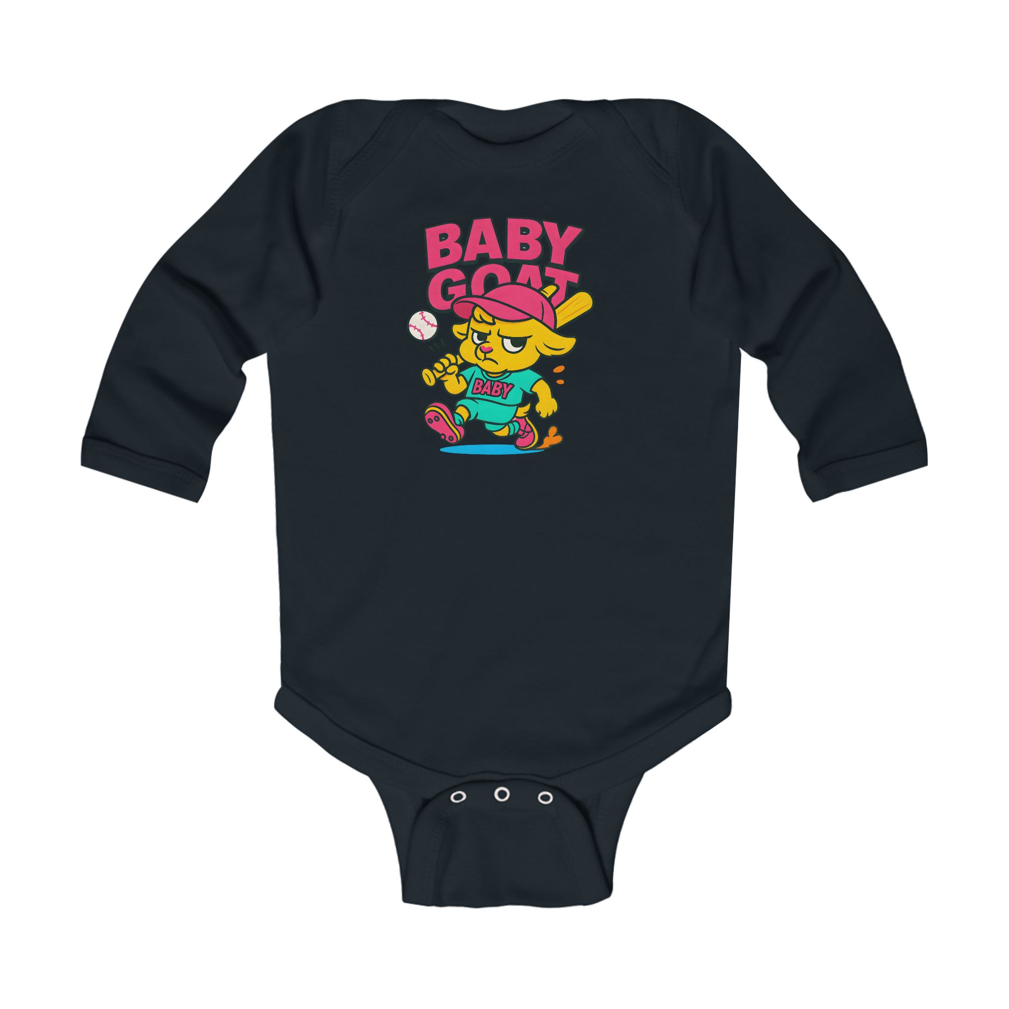 Skye the Cool Queen Baby Goat Infant Long Sleeve Bodysuit – Cute Cartoon Kid Graphic