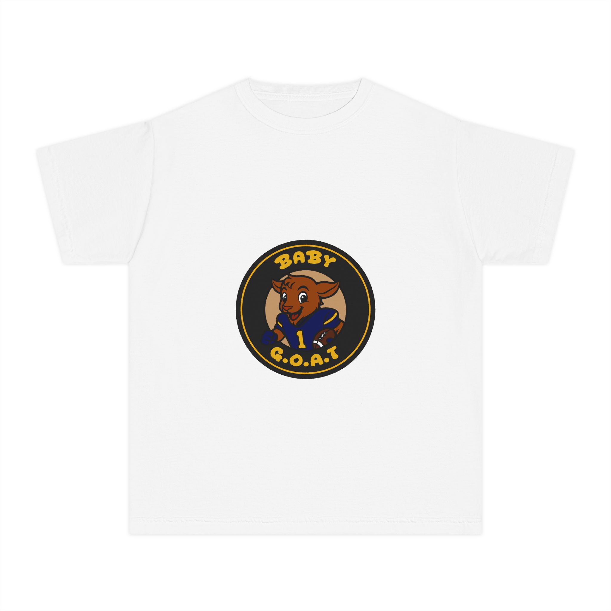 Davon The Touchdown Star Yellow Background Youth Tee — "Baby G.O.A.T." Cartoon Goat Kids T‑Shirt