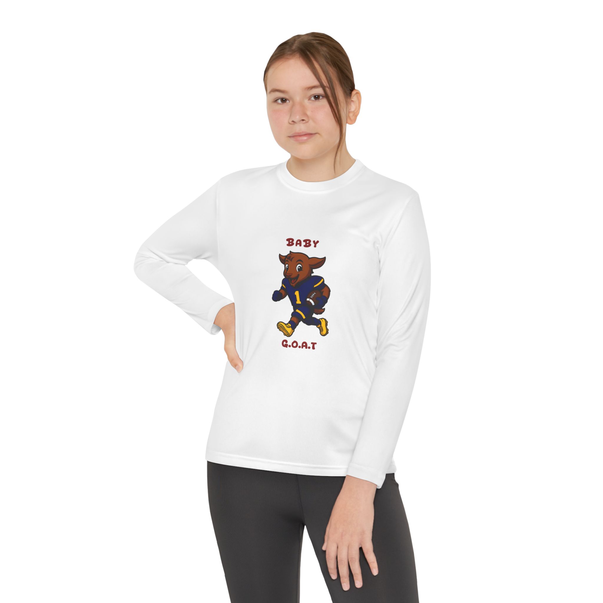 Davon The Touchdown Star In Action Youth GOAT Football Long Sleeve Tee — Baby G.O.A.T. Player Graphic - Image 4