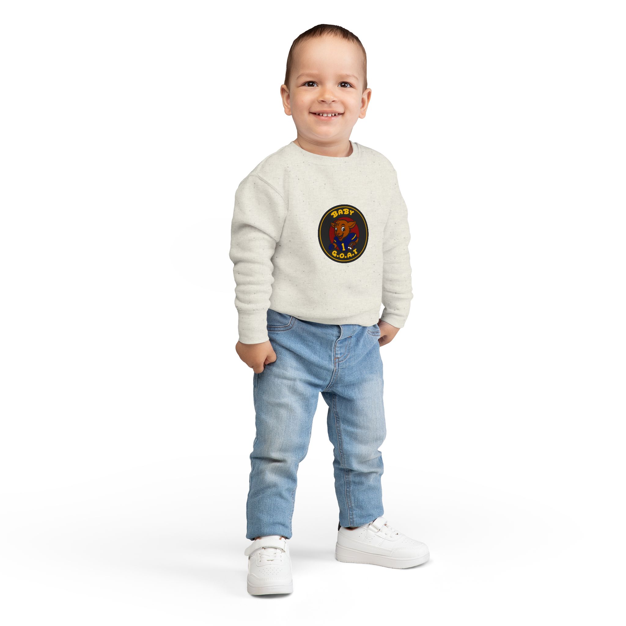 Davon The Touchdown Star Toddler Sweatshirt — 'Baby G.O.A.T.' Cute Goat Patch Crewneck for Kids - Image 4