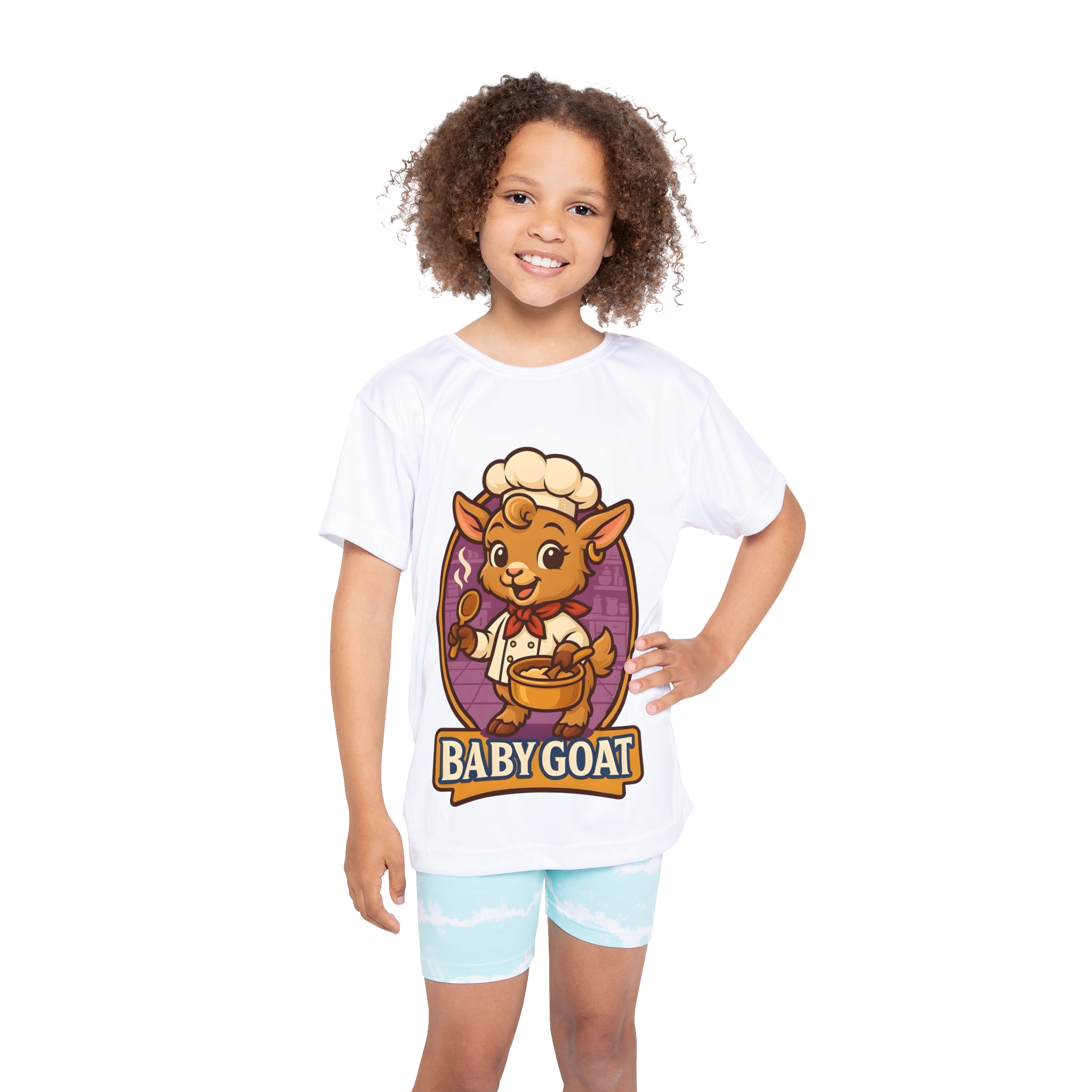 Kids Jersey — Cute 'Baby Goat' Chef Sports Tee (All-Over Print) - Image 4