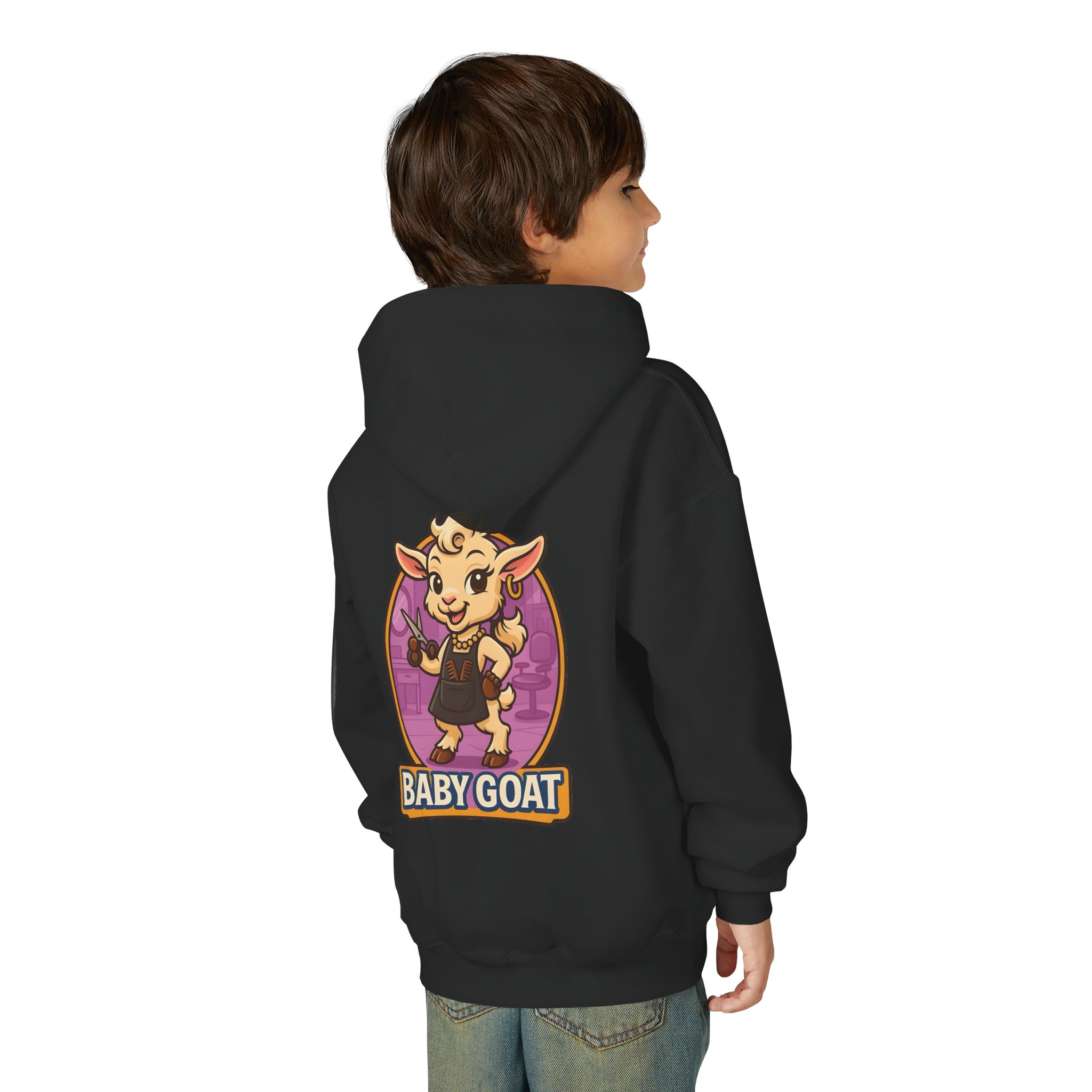 Joy the Stylist Baby Goat Youth Hoodie — Cute Cartoon Kid's Goat Pullover - Image 8