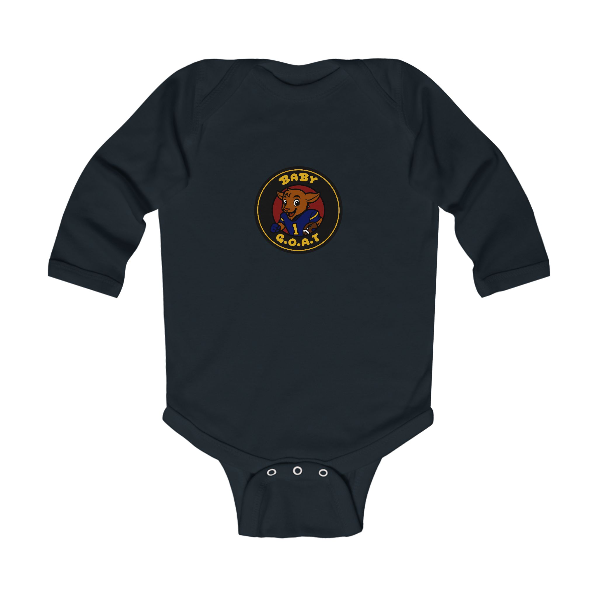 Davon The Touchdown Star Baby G.O.A.T. Infant Long Sleeve Bodysuit — Cute Champion Goat Logo