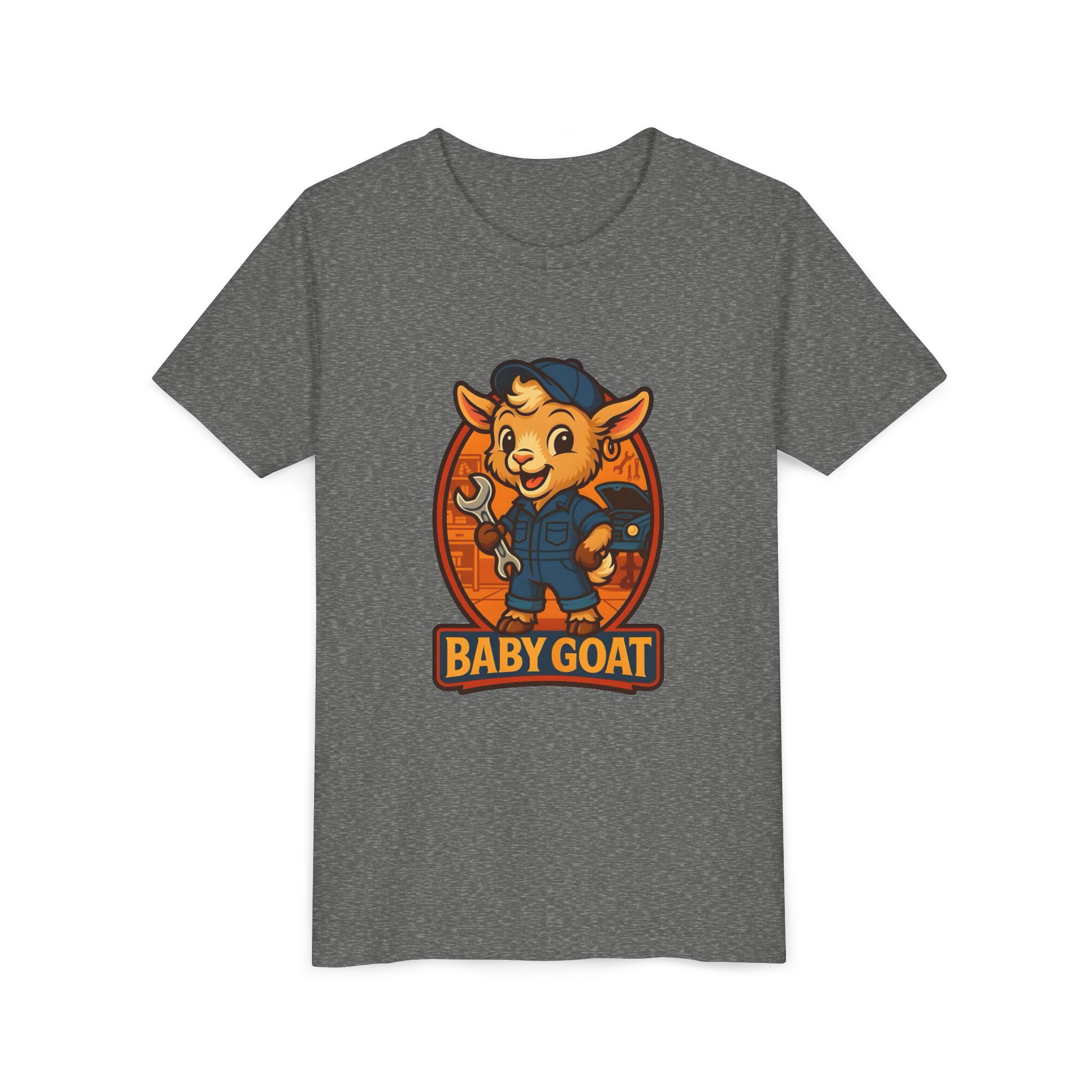 Ollie the Auto Helper Baby Goat Kids T‑Shirt – Cute Mechanic Kid Cartoon Tee - Image 11