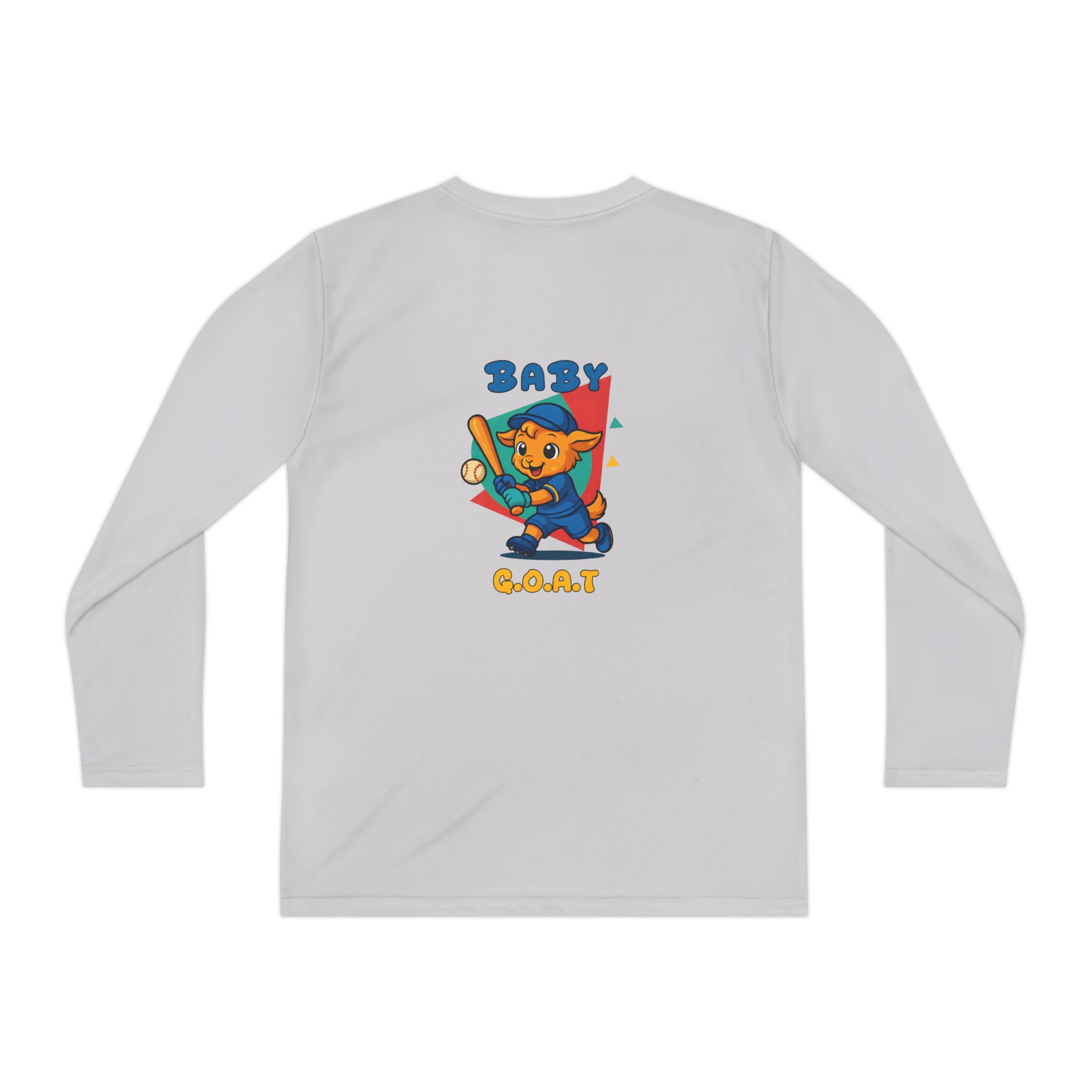 Barry the Slugger Baby G.O.A.T. Youth Long Sleeve Tee - Cute Baseball Cat Graphic - Image 6