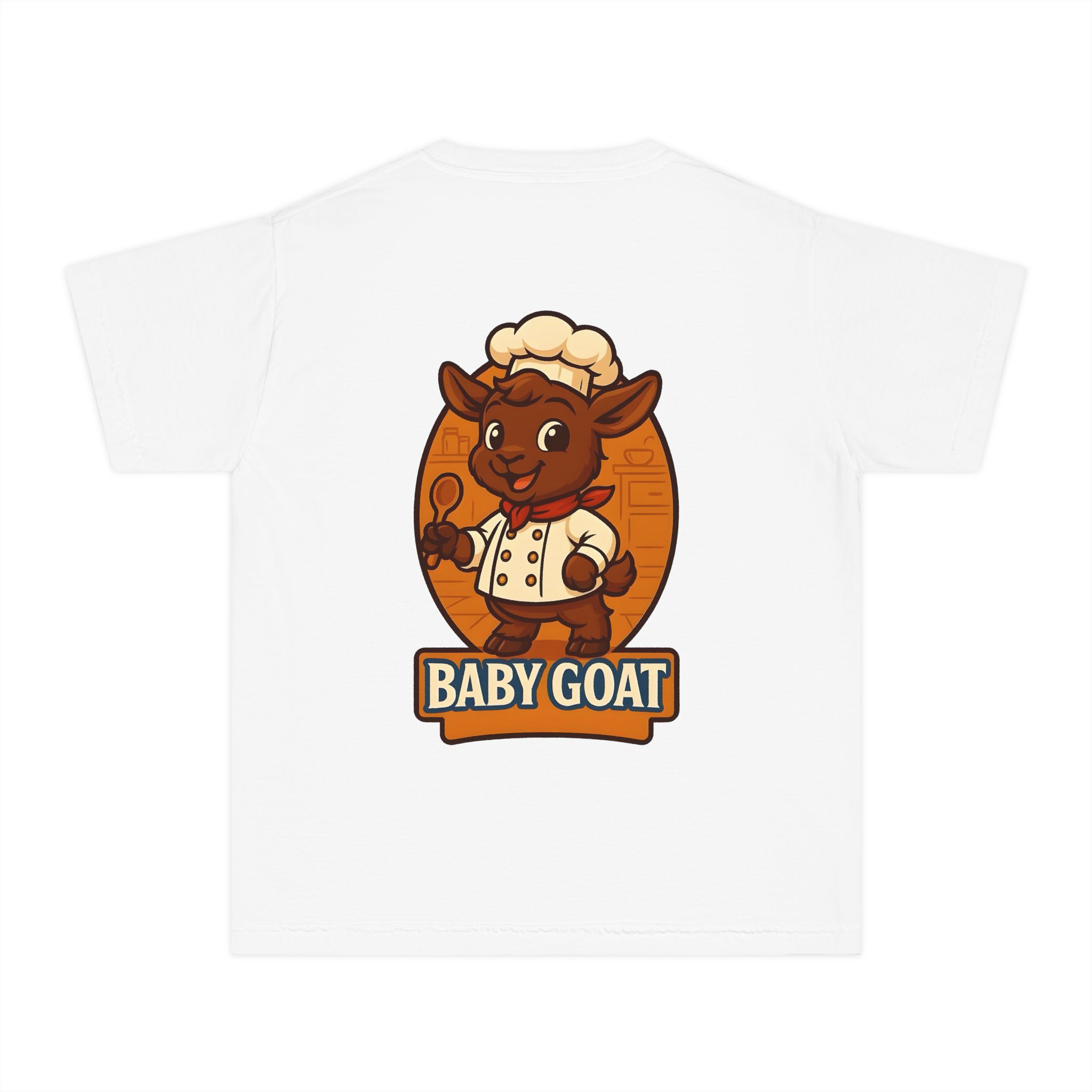 Charlie the Chef Baby Goat Kids T‑Shirt — Cute Chef Goat Graphic Youth Tee - Image 2