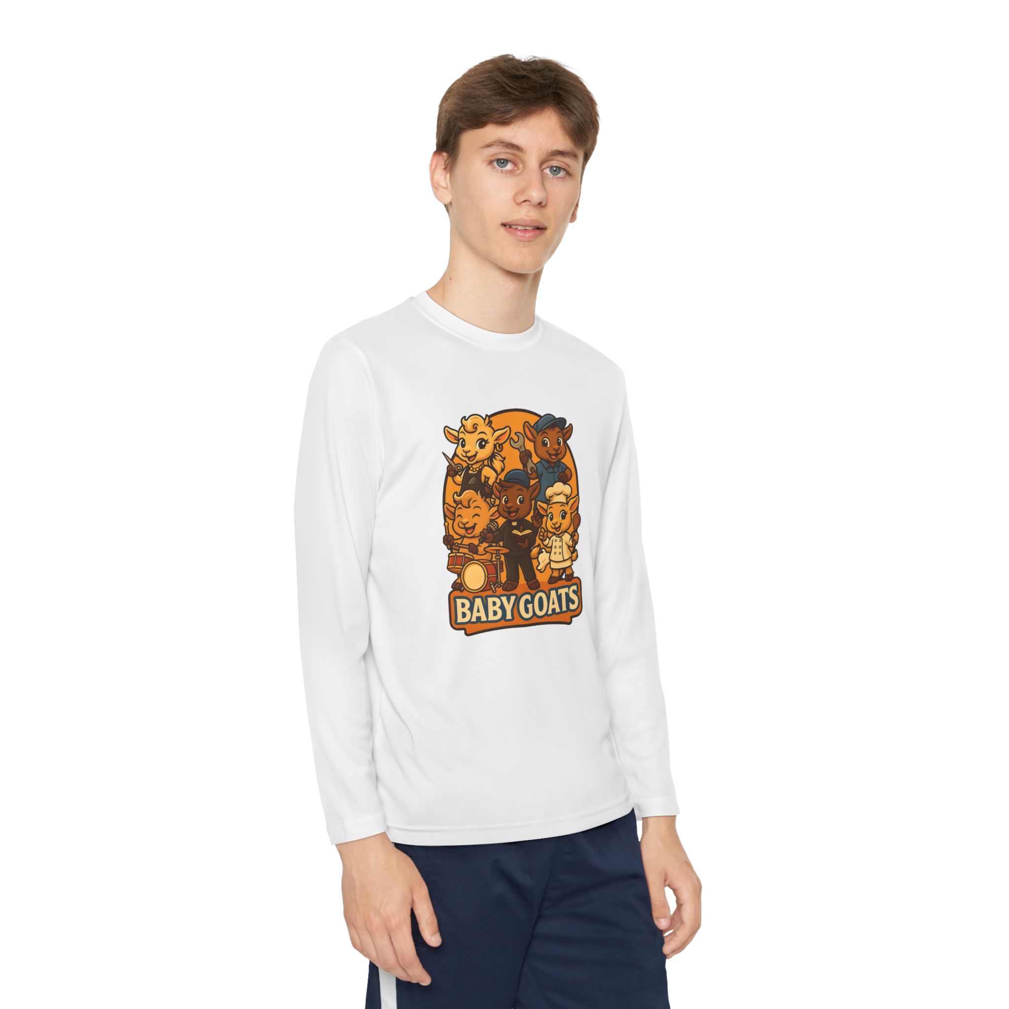Youth Long Sleeve Tee — 'Baby Goats' Cute Cartoon Kids Shirt - Image 3