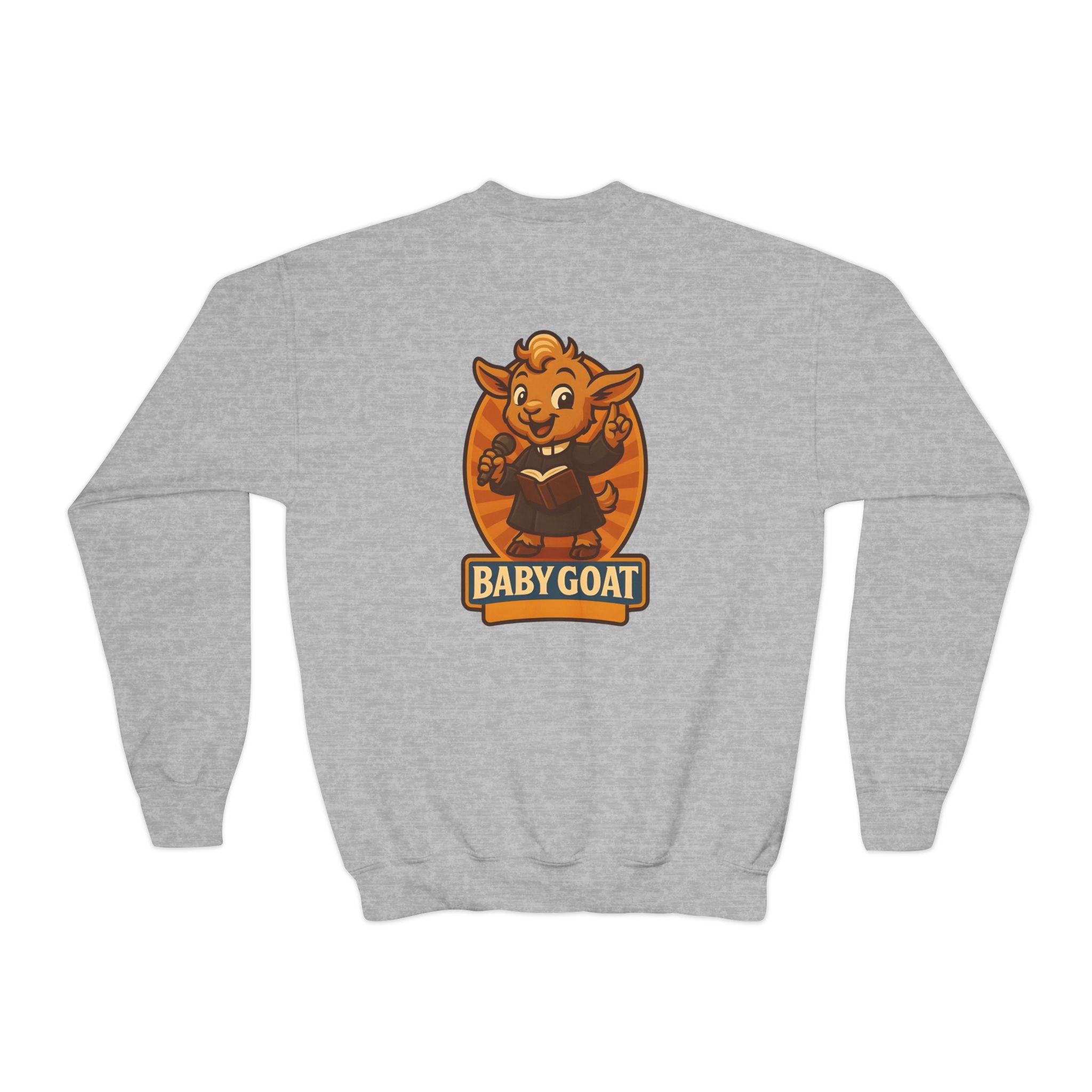 Youth Crewneck Sweatshirt — Cute 'Baby Goat' Cartoon Graphic Sweatshirt for Kids - Image 10