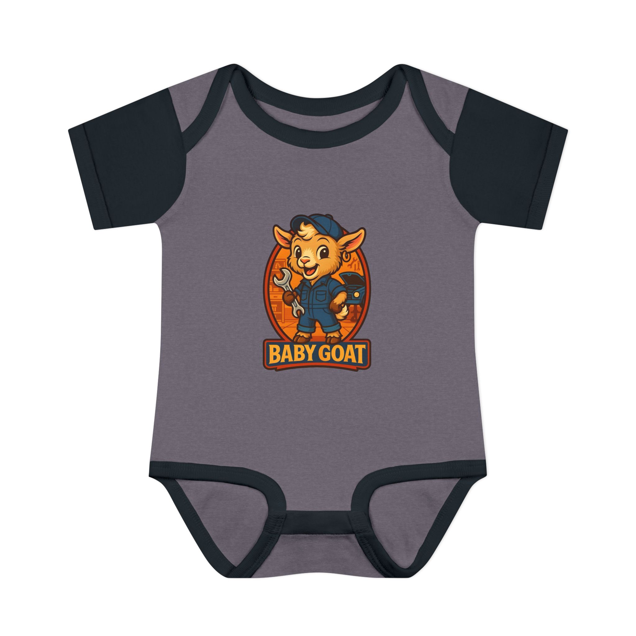 Ollie the Auto Helper Baby Goat Infant Bodysuit – Cute Cartoon Kid Onesie - Image 13