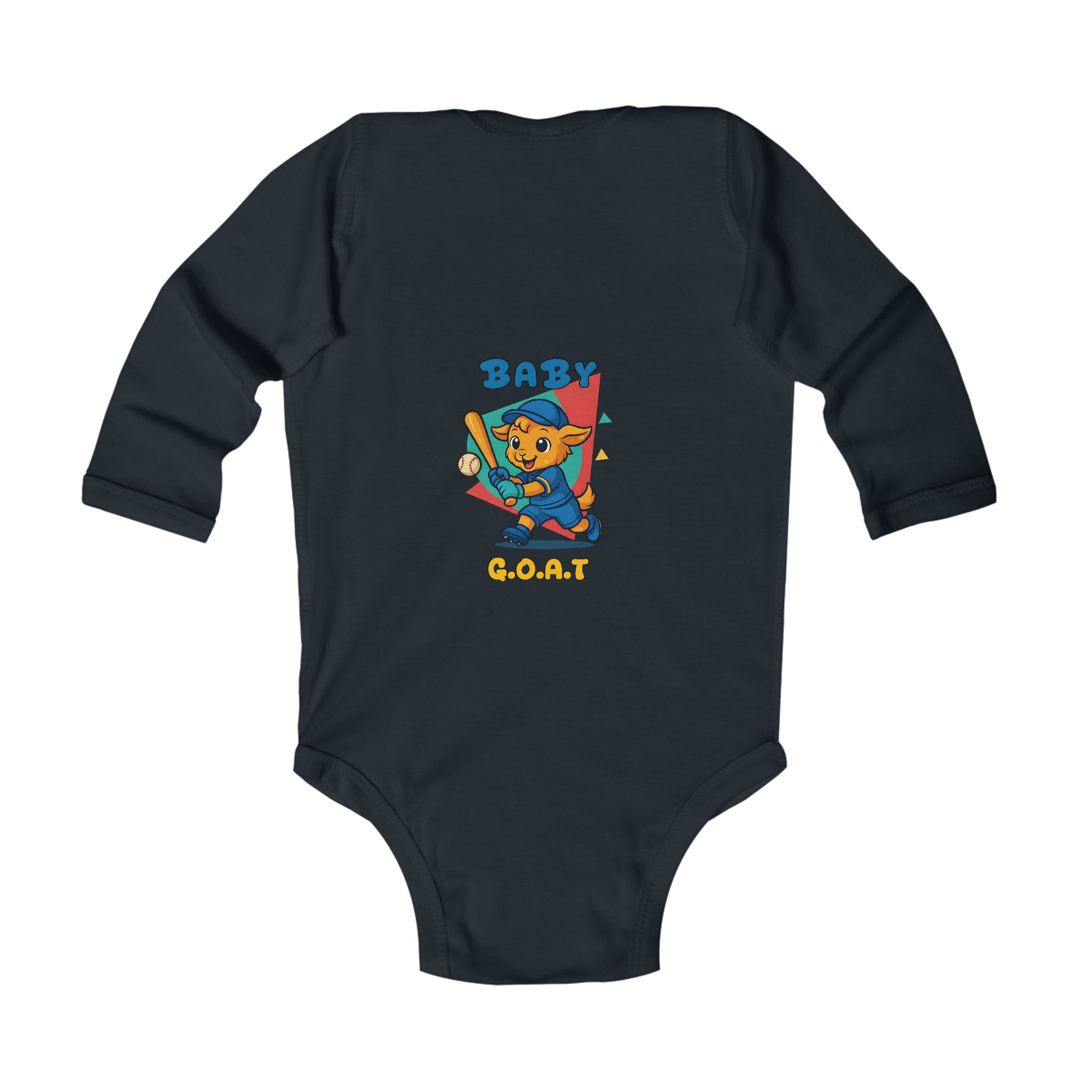 Barry the Slugger Baby G.O.A.T. Baseball Infant Long Sleeve Bodysuit - Image 2