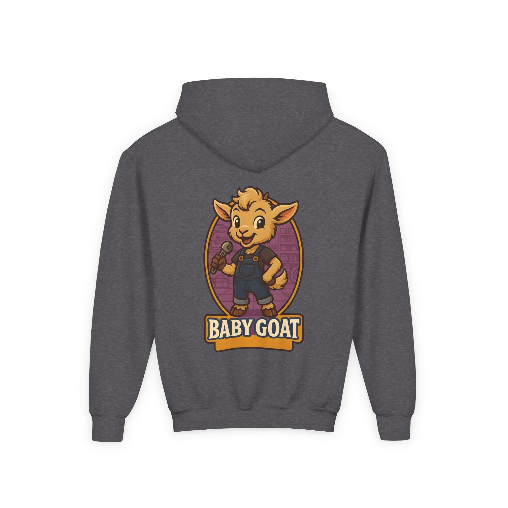 Ollie the Fix-It Goat Youth Hoodie — "Baby Goat" Cartoon Goat Kids Pullover - Image 18