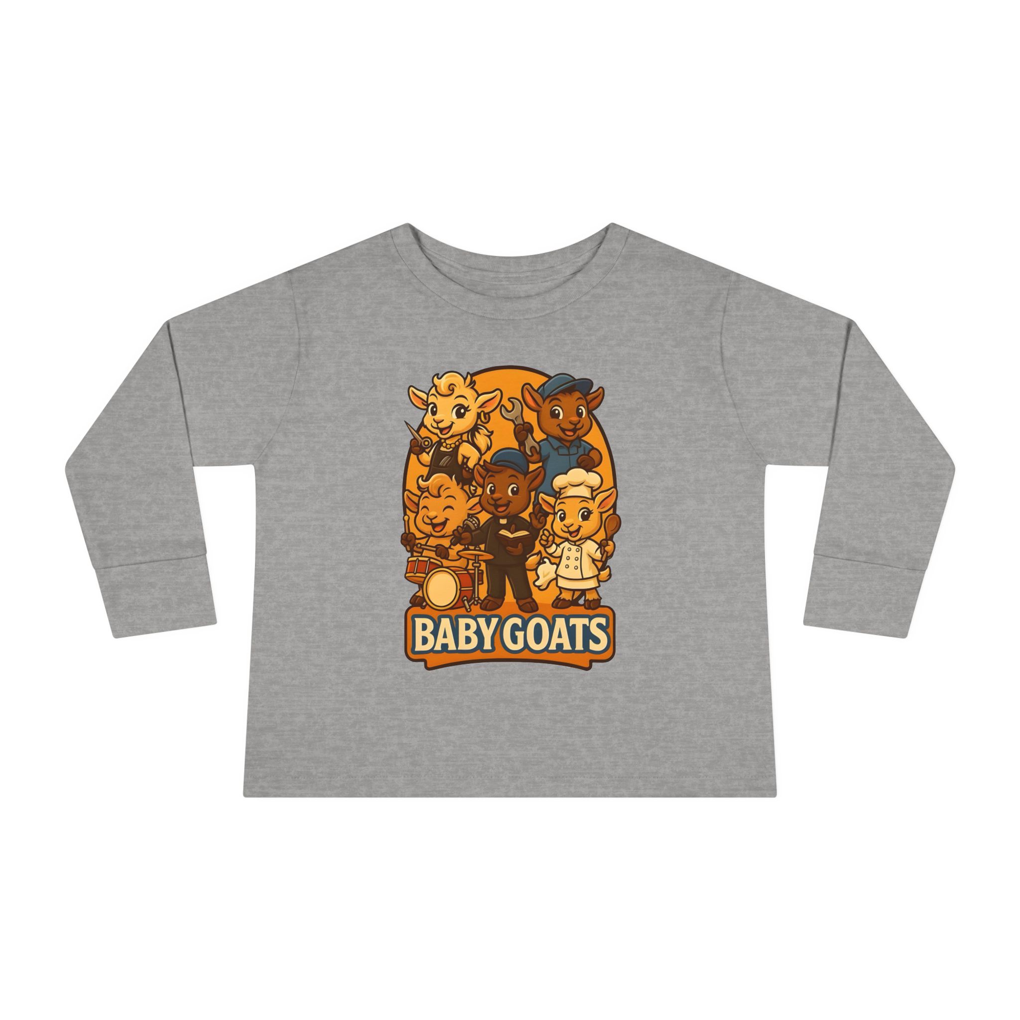 Toddler Tee — 'Baby Goats' Cute Cartoon Goat Kids Long Sleeve Shirt