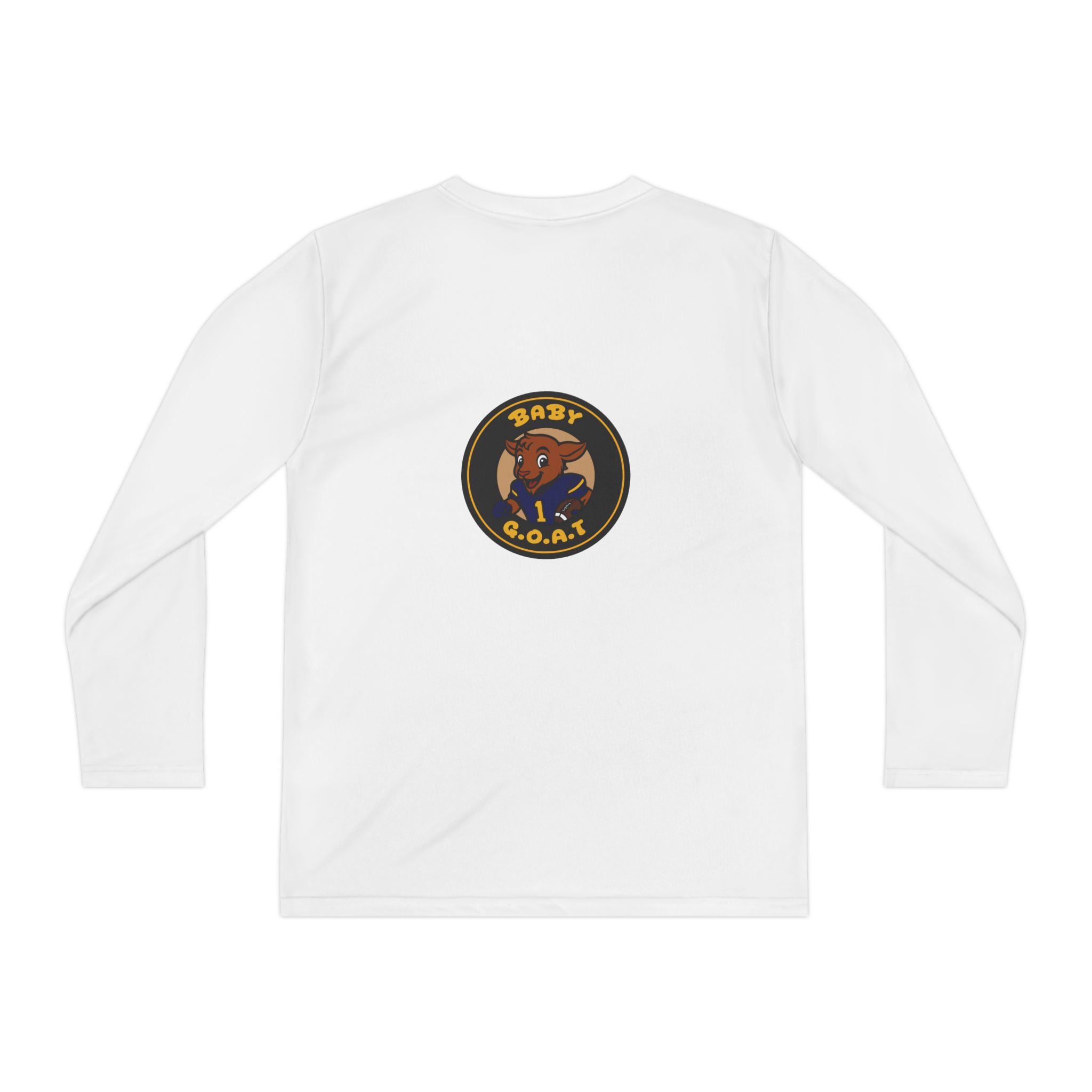 Davon The Touchdown Star Yello Background Youth Long Sleeve Tee — 'Baby G.O.A.T.' Goat Logo Athletic Shirt - Image 2